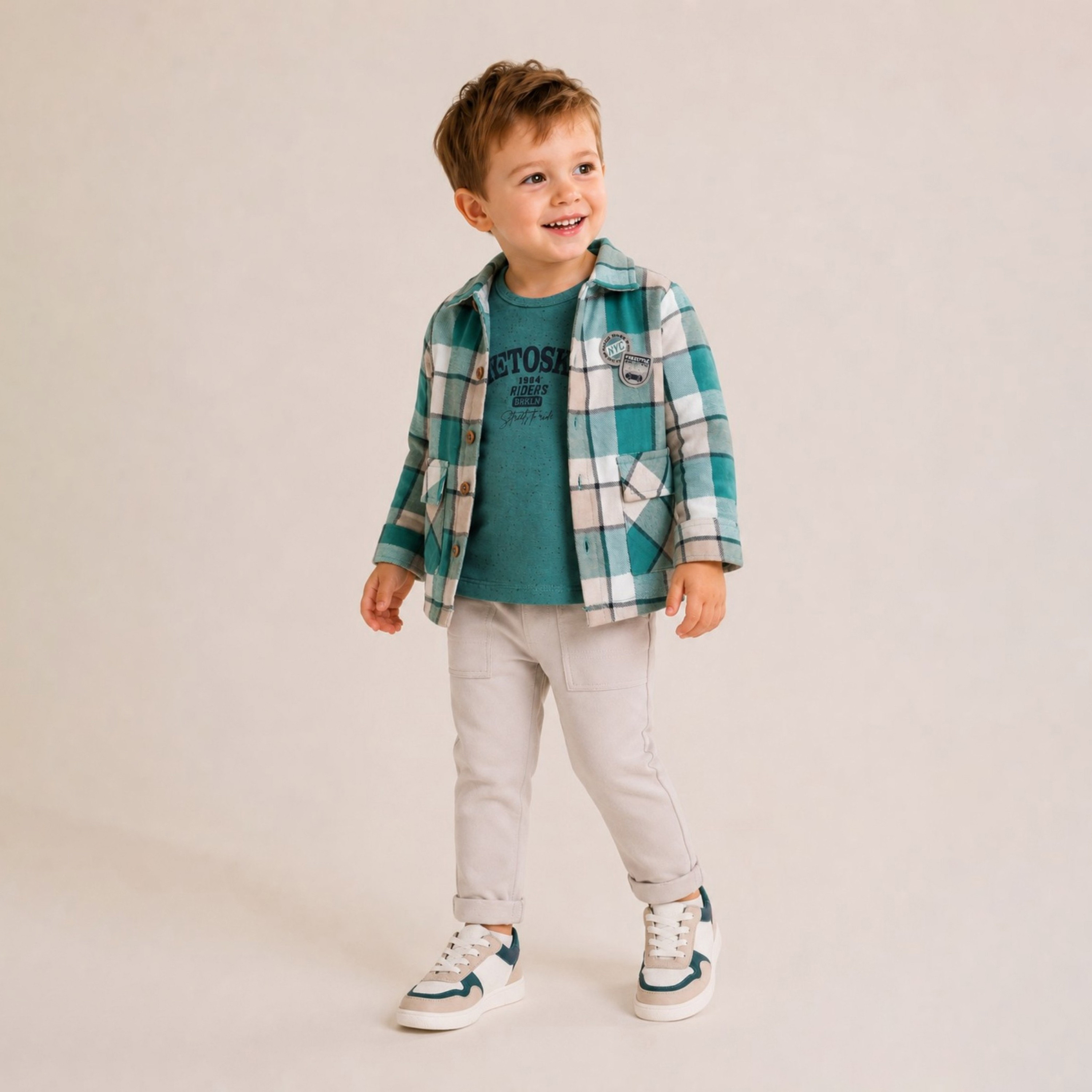 Dirkje Long Sleeves Checked Shirt with Printed T-Shirt & Joggers Set-boys-clothing-setsandcoords-image-2