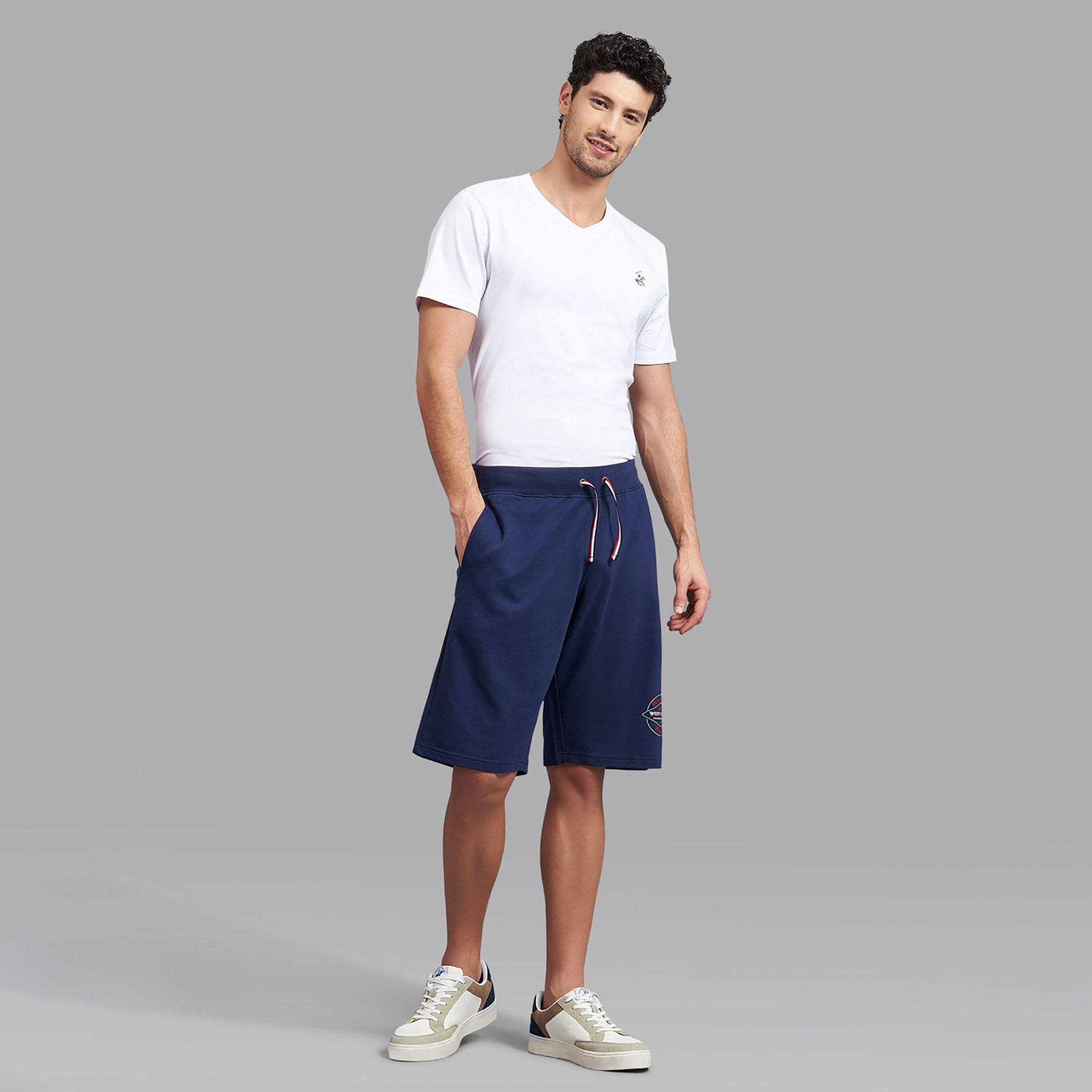 السراويل بيفرلي هيلز بولو كلب أزرق كحلي للرجال برباط وجيوب-men-clothing-bottoms-shorts-image-2