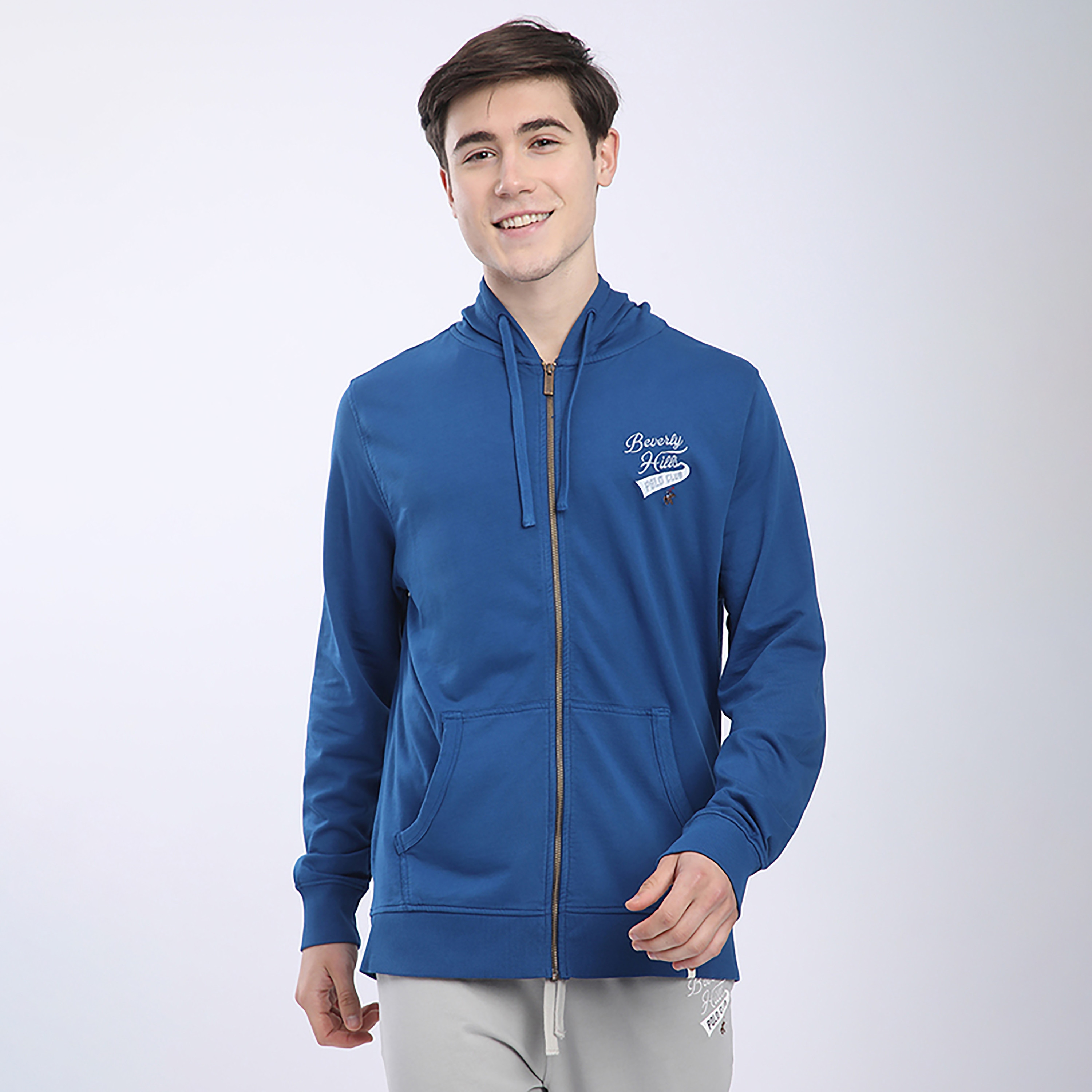 سويت شيرت رجالي بسحاب سادة بغطاء رأس وأكمام طويلة من بيفرلي هيلز بولو كلوب-men-winterwear-hoodiesandsweatshirts-image-1