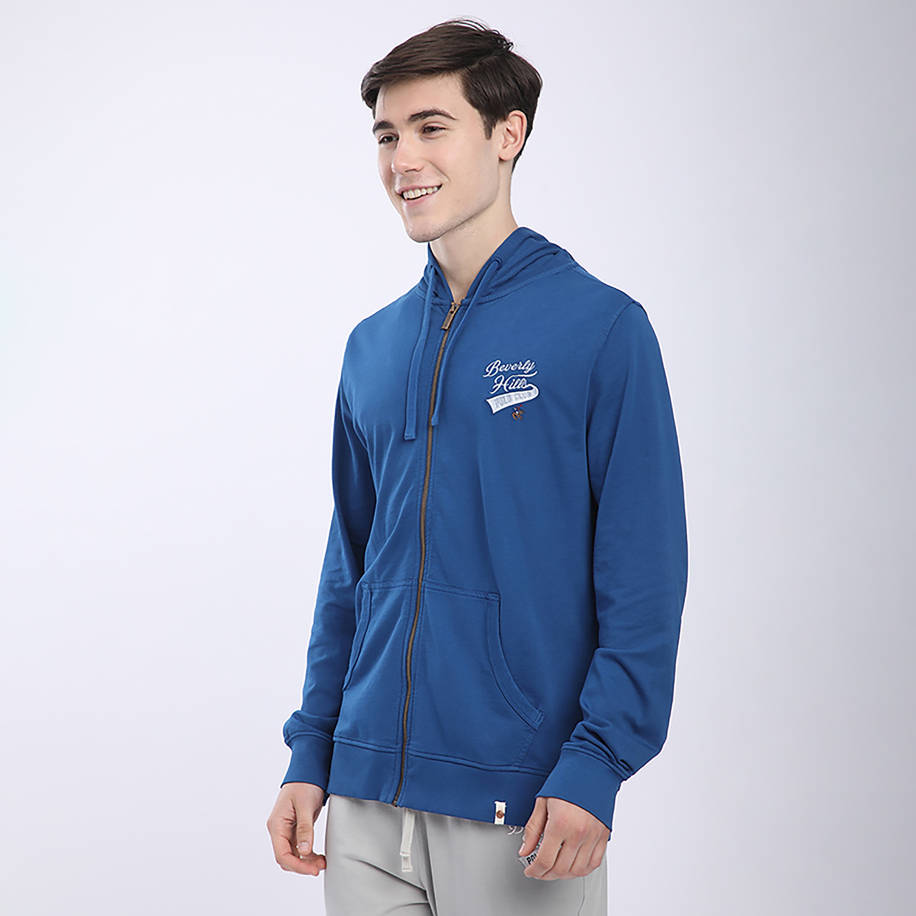 سويت شيرت رجالي بسحاب سادة بغطاء رأس وأكمام طويلة من بيفرلي هيلز بولو كلوب-men-winterwear-hoodiesandsweatshirts-image-3