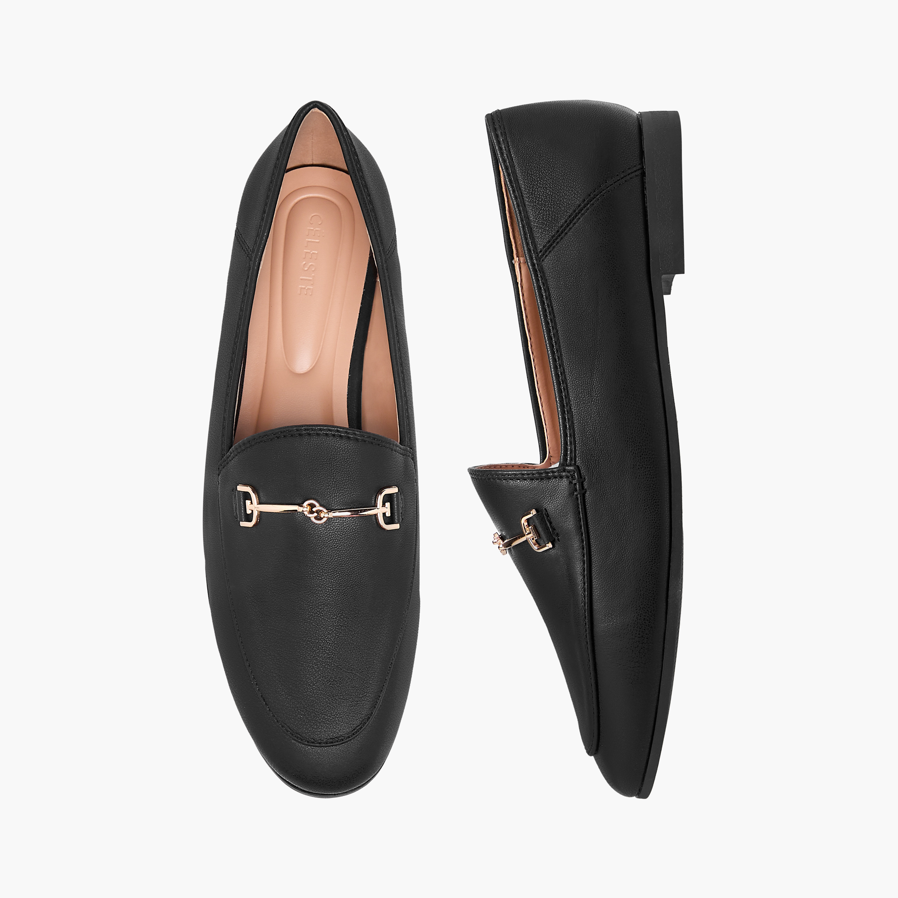 Celeste Women's Solid Slip-On Loafers with Metal Accent-women-shoes-loafersandmoccasins-image-1