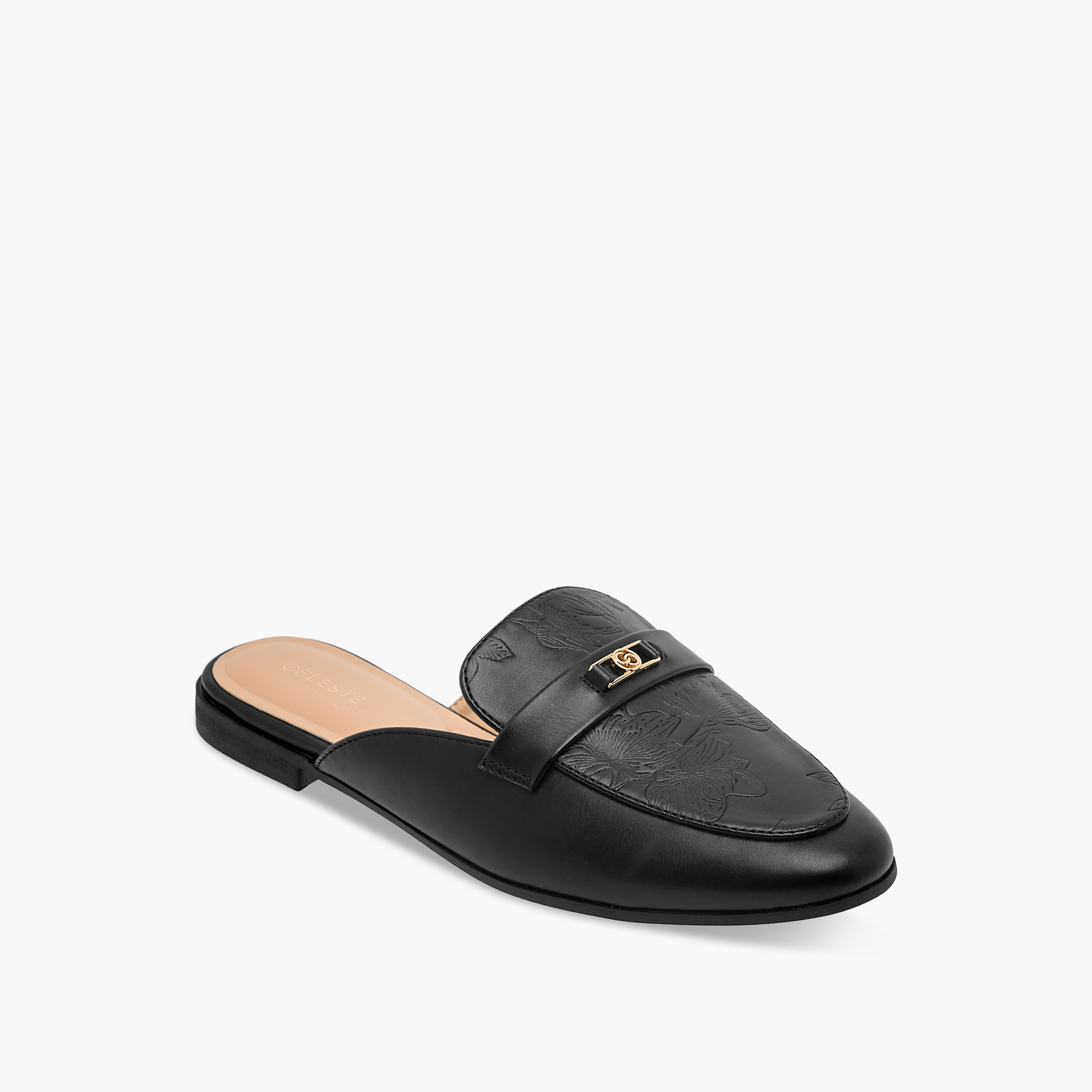 Celeste Women Floral Embossed Mules-women-shoes-flats-mules-image-2