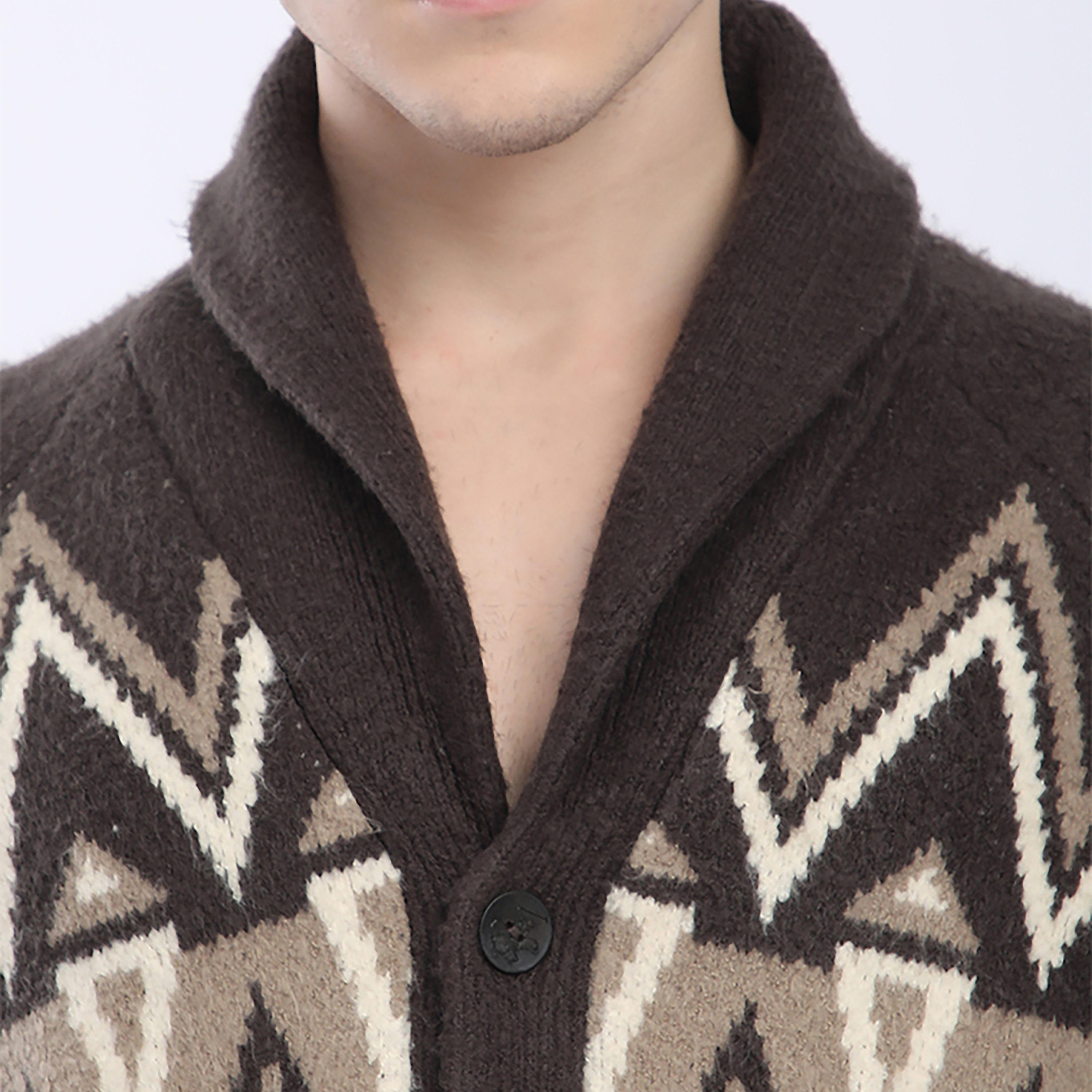 Beverly Hills Polo Club Zip-Zag Motifs Shawl Collar Long Sleeves Men's Cardigan-men-clothing-sweatersandpullovers-image-3