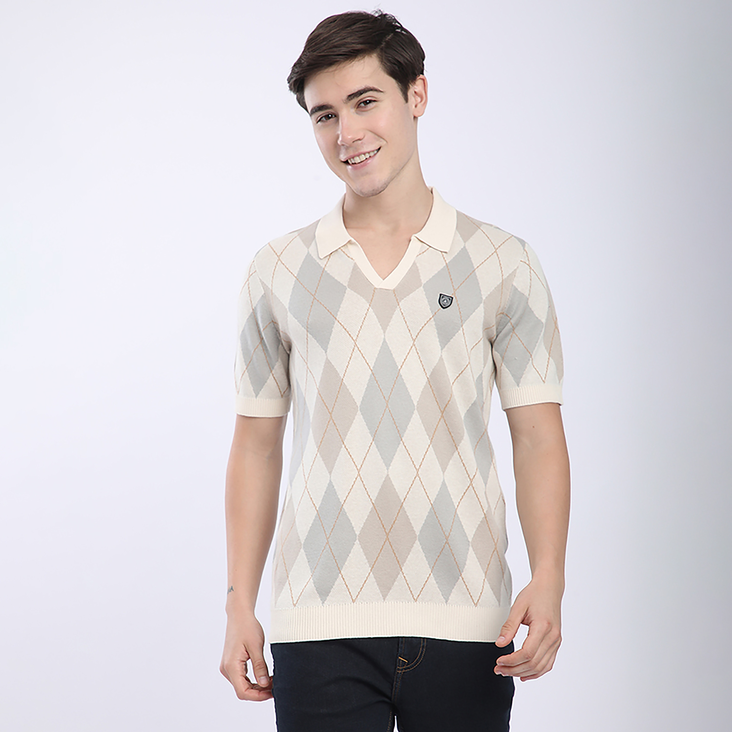 تيشيرت بولو رجالي بأكمام قصيرة بياقة جوني ونقش أرجيل من بيفرلي هيلز بولو كلوب-men-clothing-tshirtsandpolos-polos-image-1