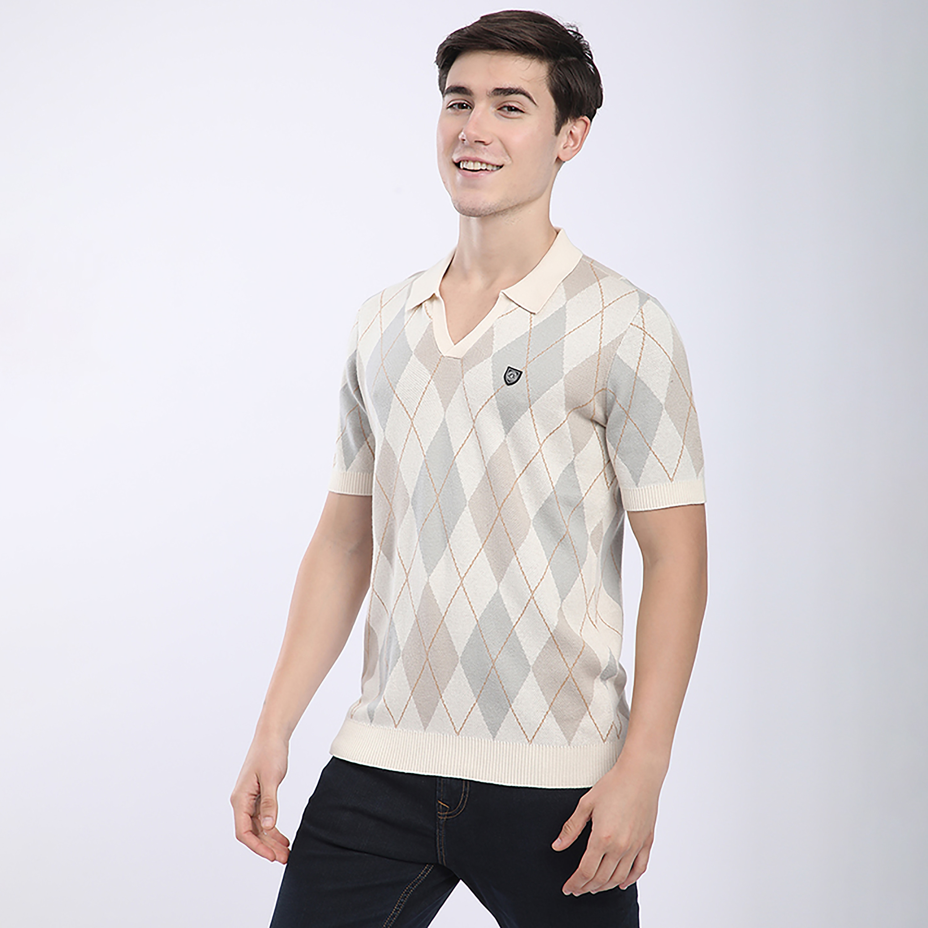 Beverly Hills Polo Club Argyle Johnny Collar Short Sleeves Men's Polo T-Shirt-men-clothing-tshirtsandpolos-polos-image-2