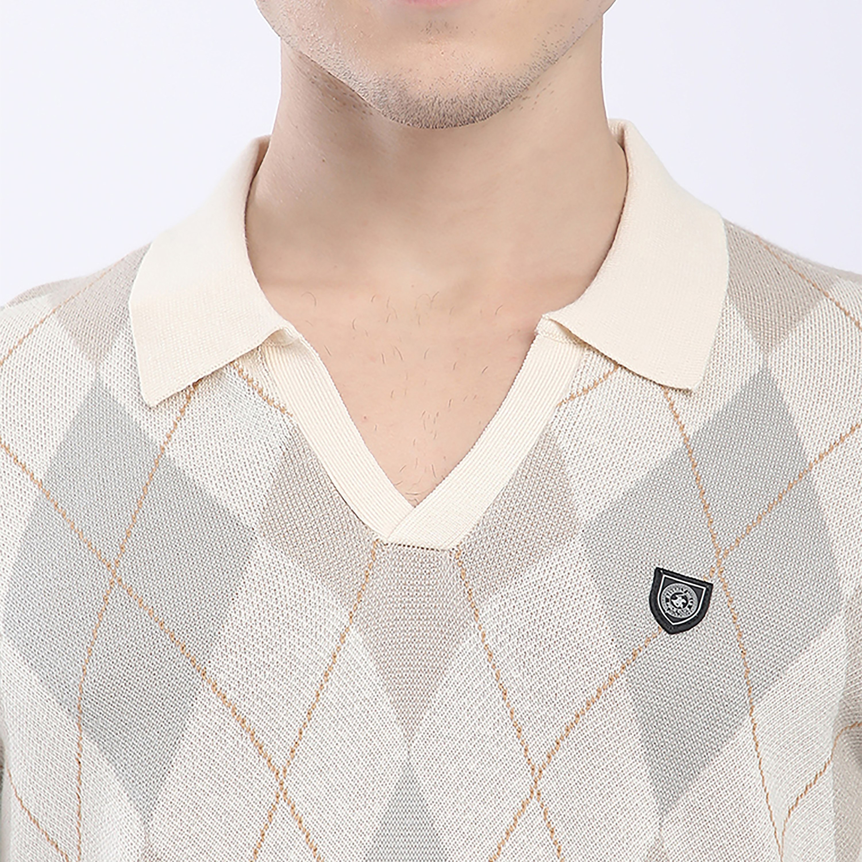 Beverly Hills Polo Club Argyle Johnny Collar Short Sleeves Men's Polo T-Shirt-men-clothing-tshirtsandpolos-polos-image-3