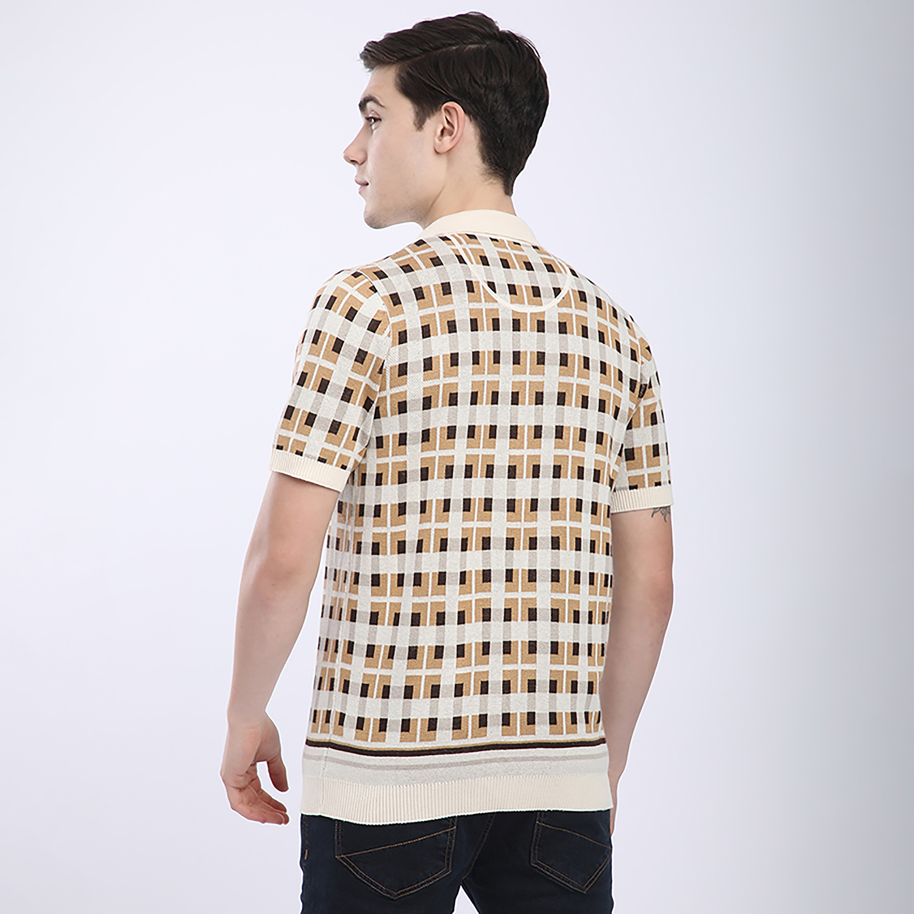 Beverly Hills Polo Club Regular Fit Geometric Print Collared Short Sleeves Men's Shirt-men-clothing-shirts-image-5