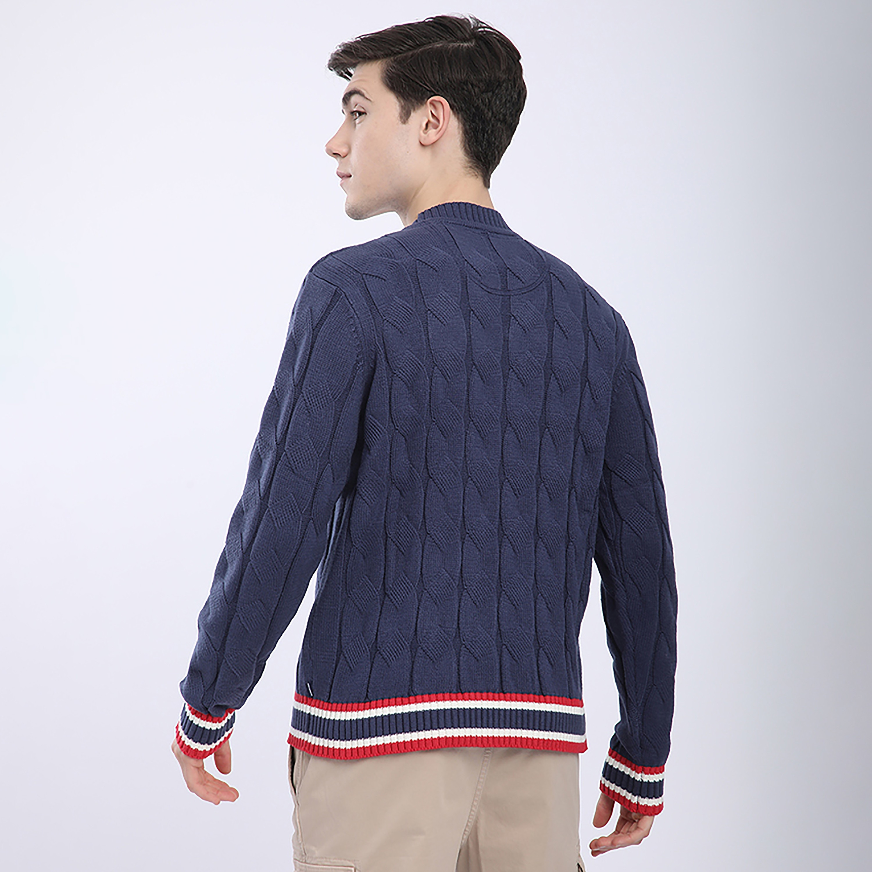 Beverly Hills Polo Club Cable Knitted V-Neck Long Sleeves Men's Pullover-men-clothing-sweatersandpullovers-image-10