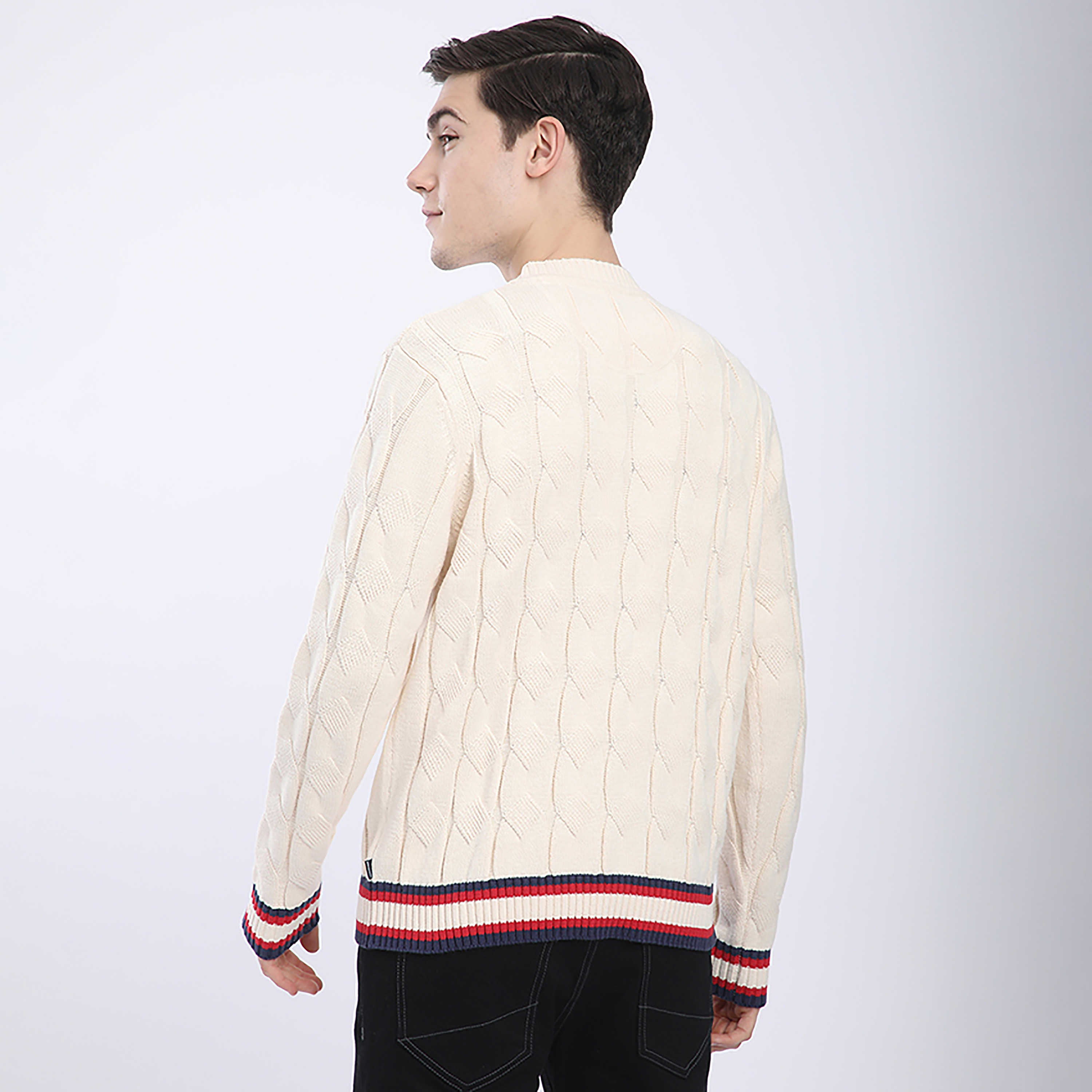 Beverly Hills Polo Club Cable Knitted V-Neck Long Sleeves Men's Pullover-men-clothing-sweatersandpullovers-image-5