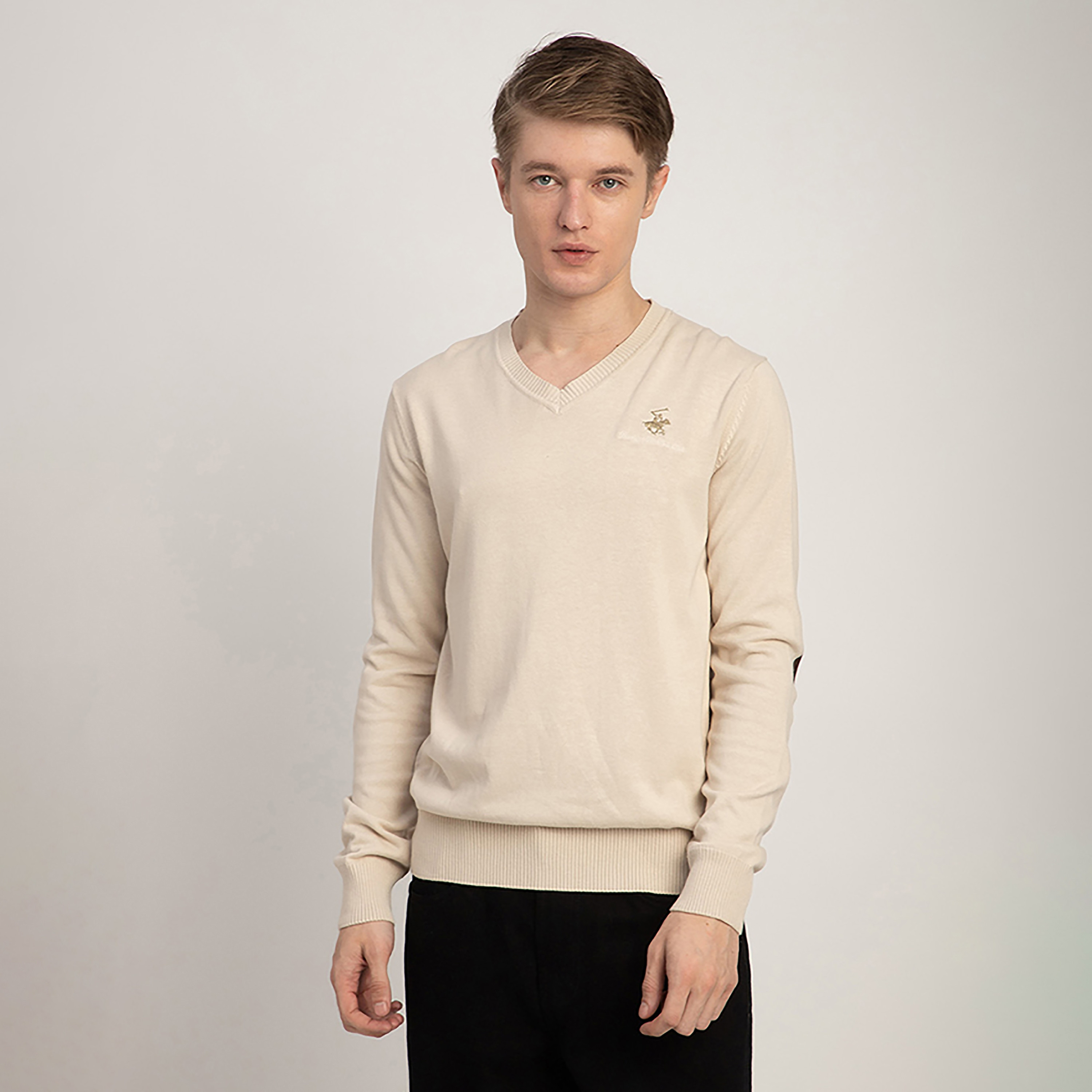 كنزة صوفية رجالية سادة برقبة على شكل V وأكمام طويلة من بيفرلي هيلز بولو كلوب-men-clothing-sweatersandpullovers-image-6