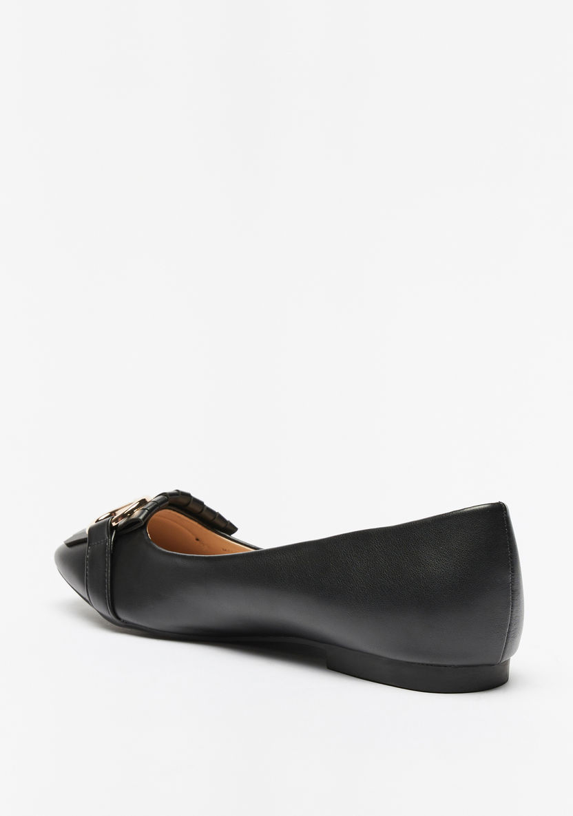 Celeste Women's Metallic Accent Slip-On Ballerina Shoes with Frill Detail-Women%27s Ballerinas-image-1