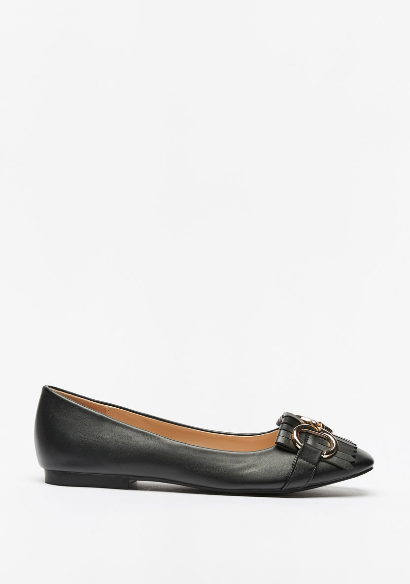 Celeste Women's Metallic Accent Slip-On Ballerina Shoes with Frill Detail-Women%27s Ballerinas-image-2