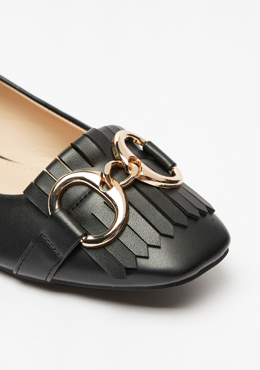 Celeste Women's Metallic Accent Slip-On Ballerina Shoes with Frill Detail-Women%27s Ballerinas-image-4