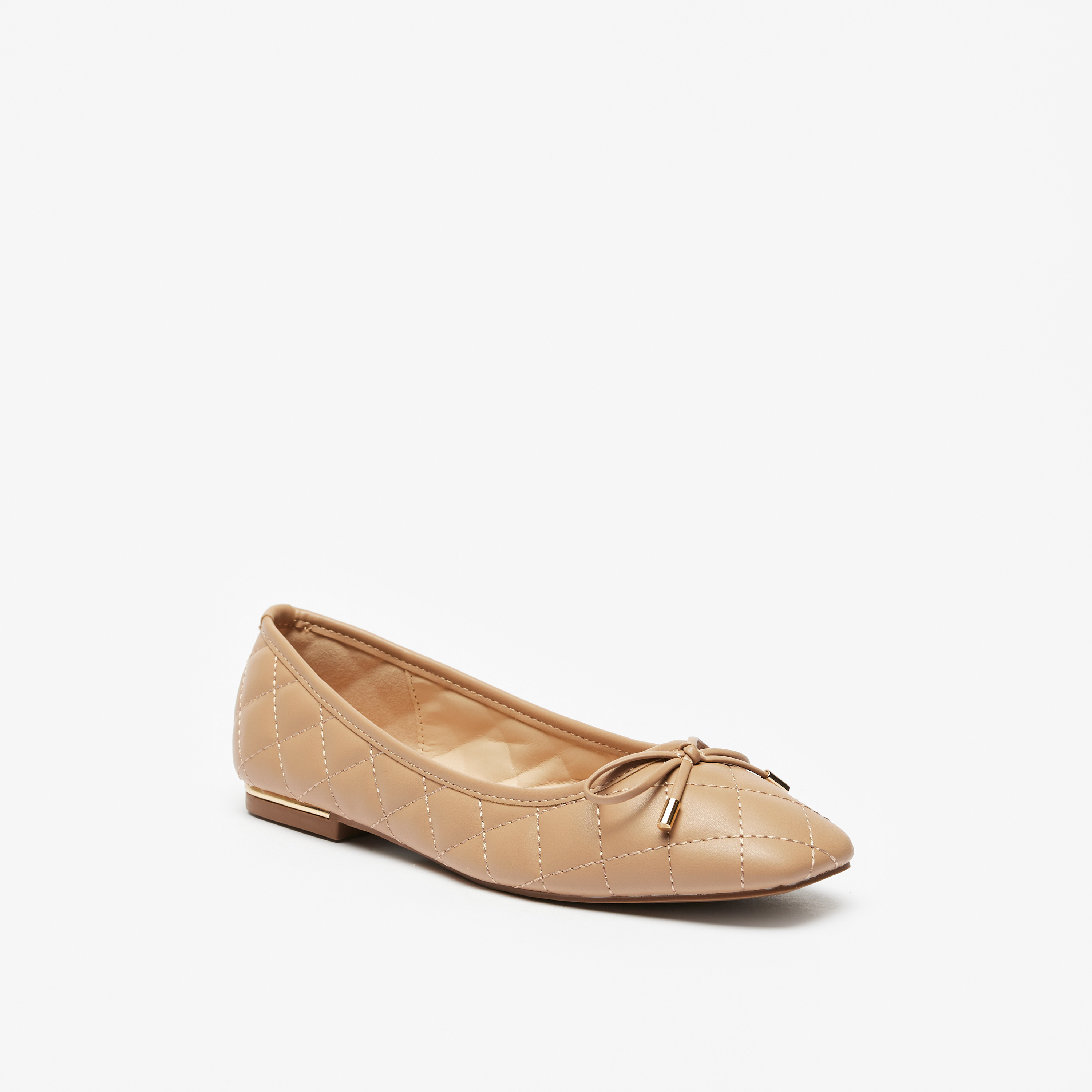 Celeste Women's Quilted Slip-On Square Toe Ballerina Shoes with Bow Accent-women-shoes-ballerinas-image-1