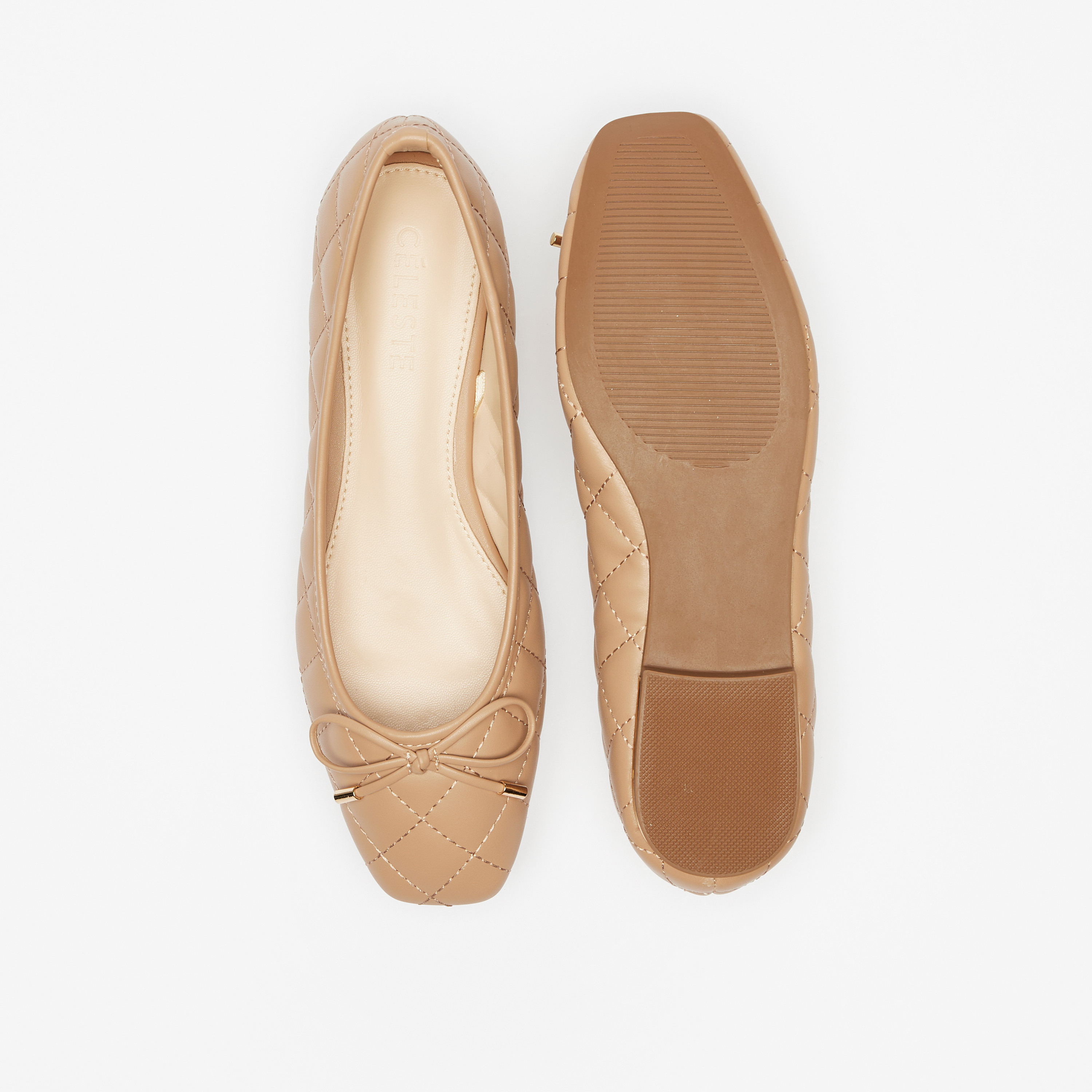 Celeste Women's Quilted Slip-On Square Toe Ballerina Shoes with Bow Accent-women-shoes-ballerinas-image-4