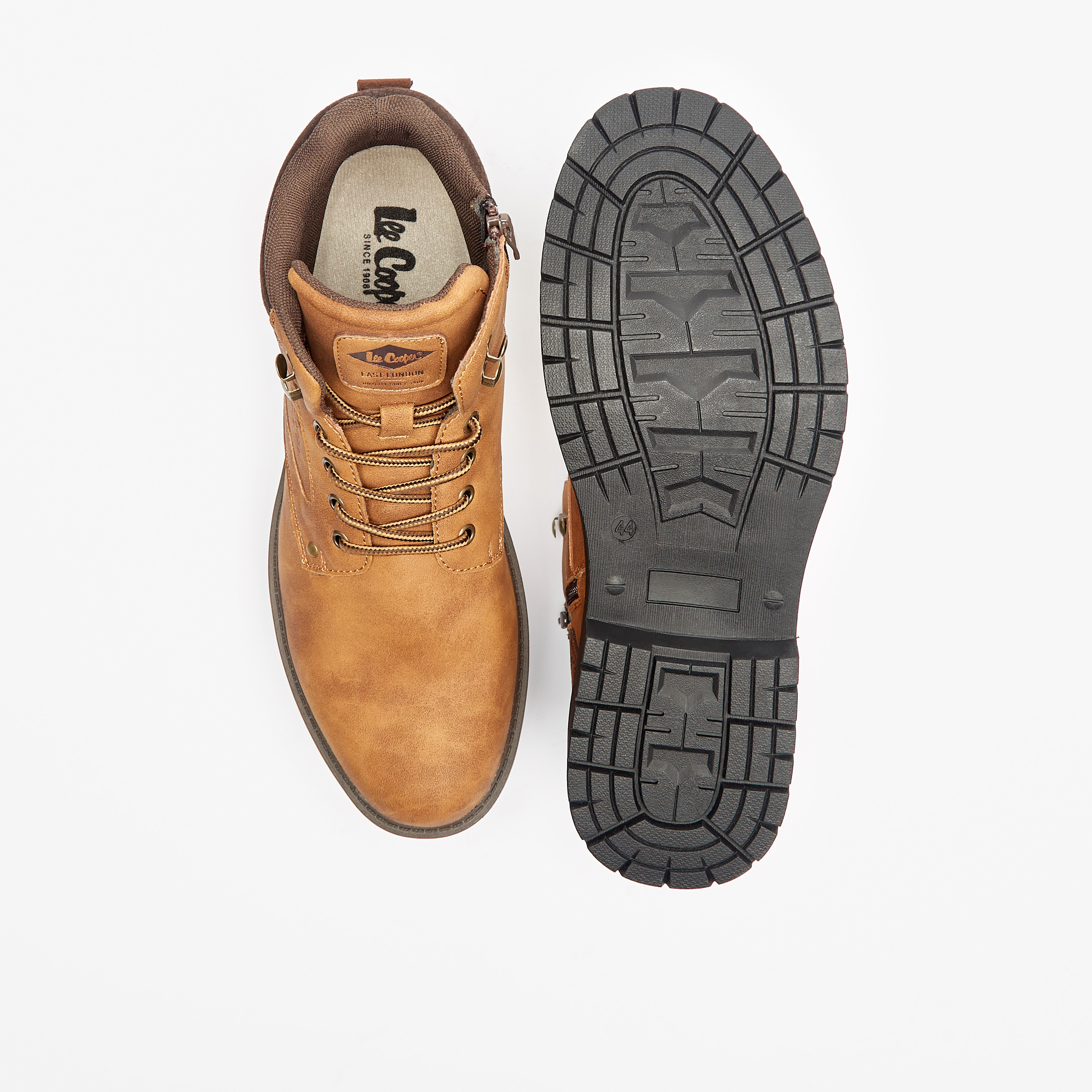 Shop Lee Cooper Men s Panelled Chukka Boots with Zip Closure and Lace Detail Online Splash Kuwait