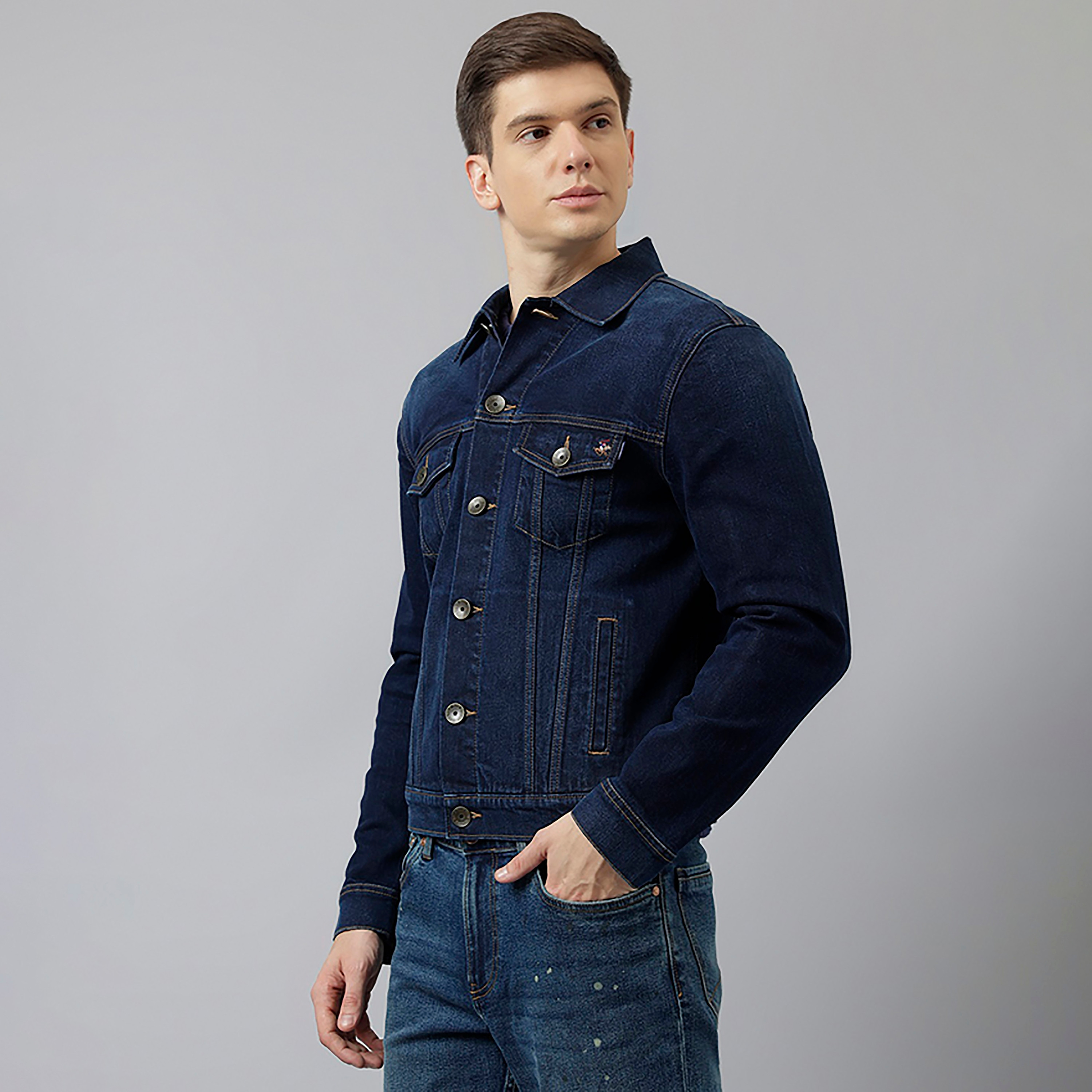 جاكيت جينز رجالي سادة بياقة عادية وأكمام طويلة من بيفرلي هيلز بولو كلوب-men-clothing-jacketsandblazers-jackets-image-3