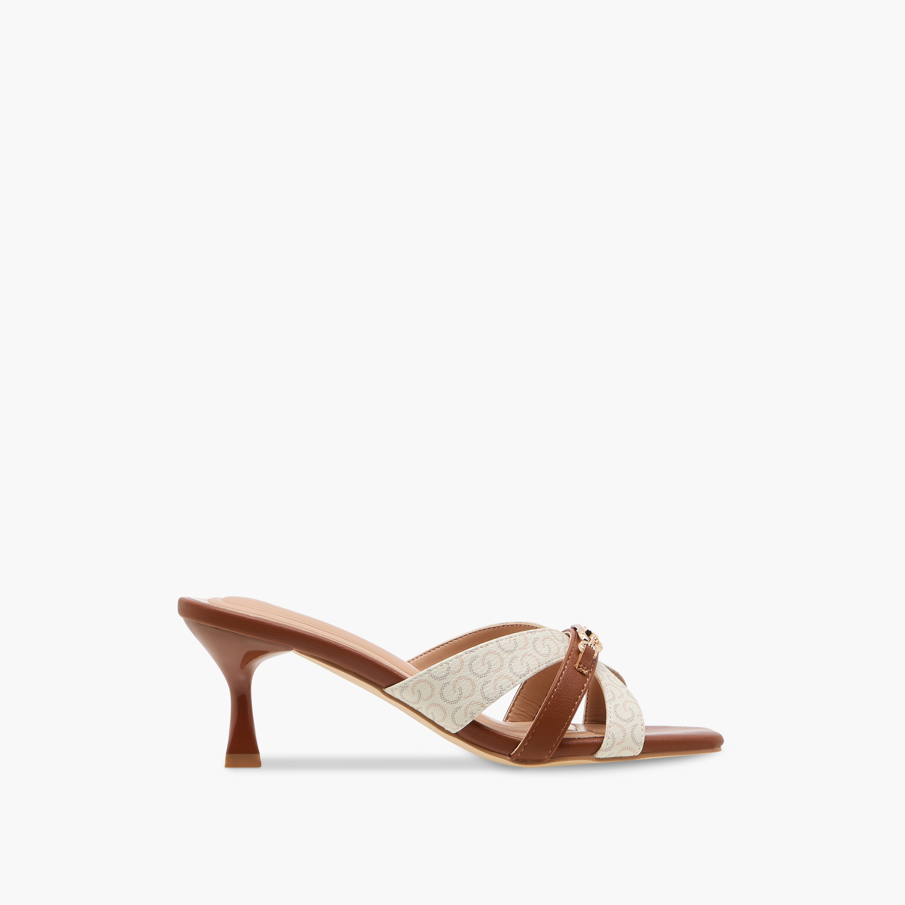 Celeste Women's Monogram Print Slip-On Cross Strap Sandals with Kitten Heels-women-shoes-sandals-heeled-image-3