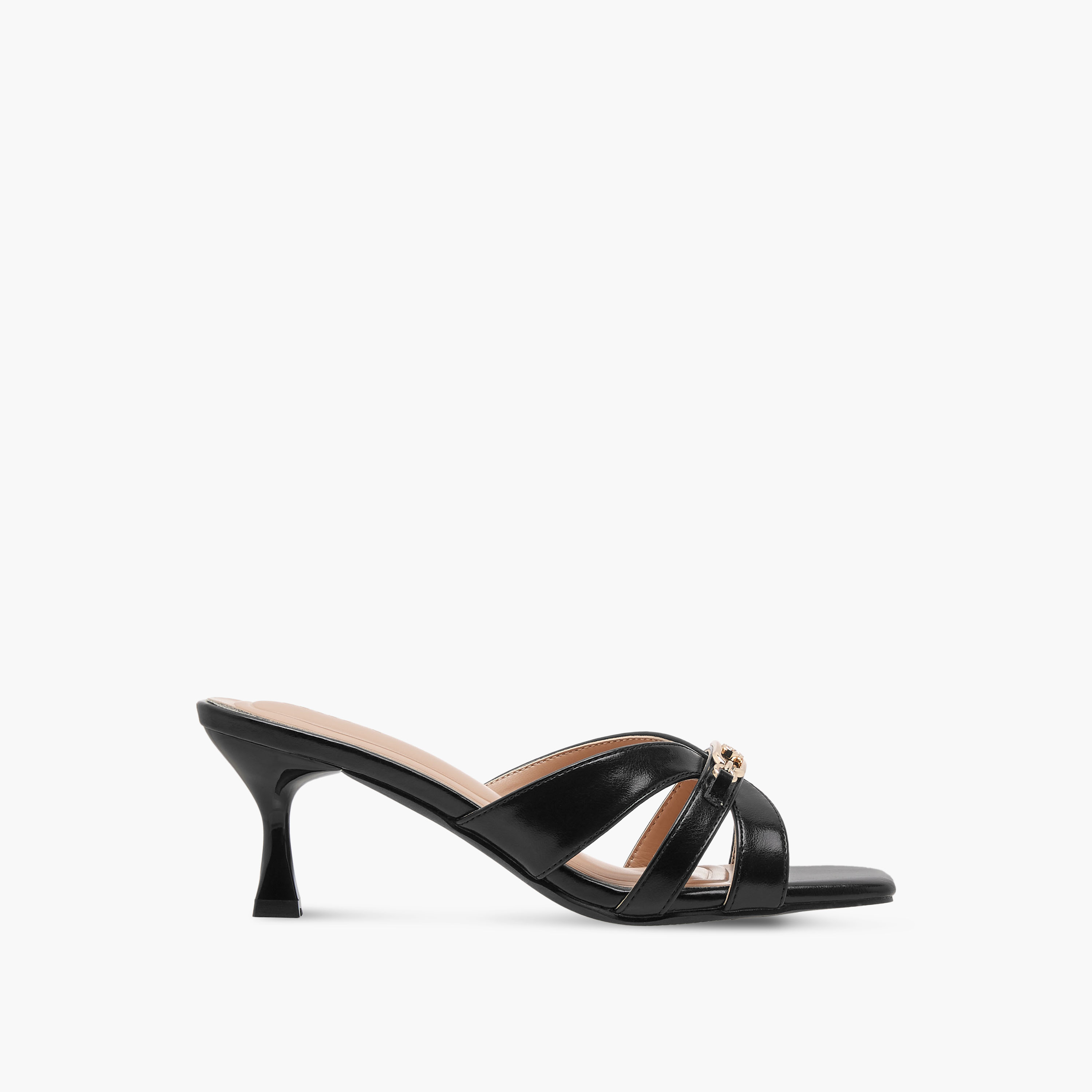 Celeste Women's Solid Slip-On Cross Strap Sandals with Metal Accent-women-shoes-sandals-heeled-image-3
