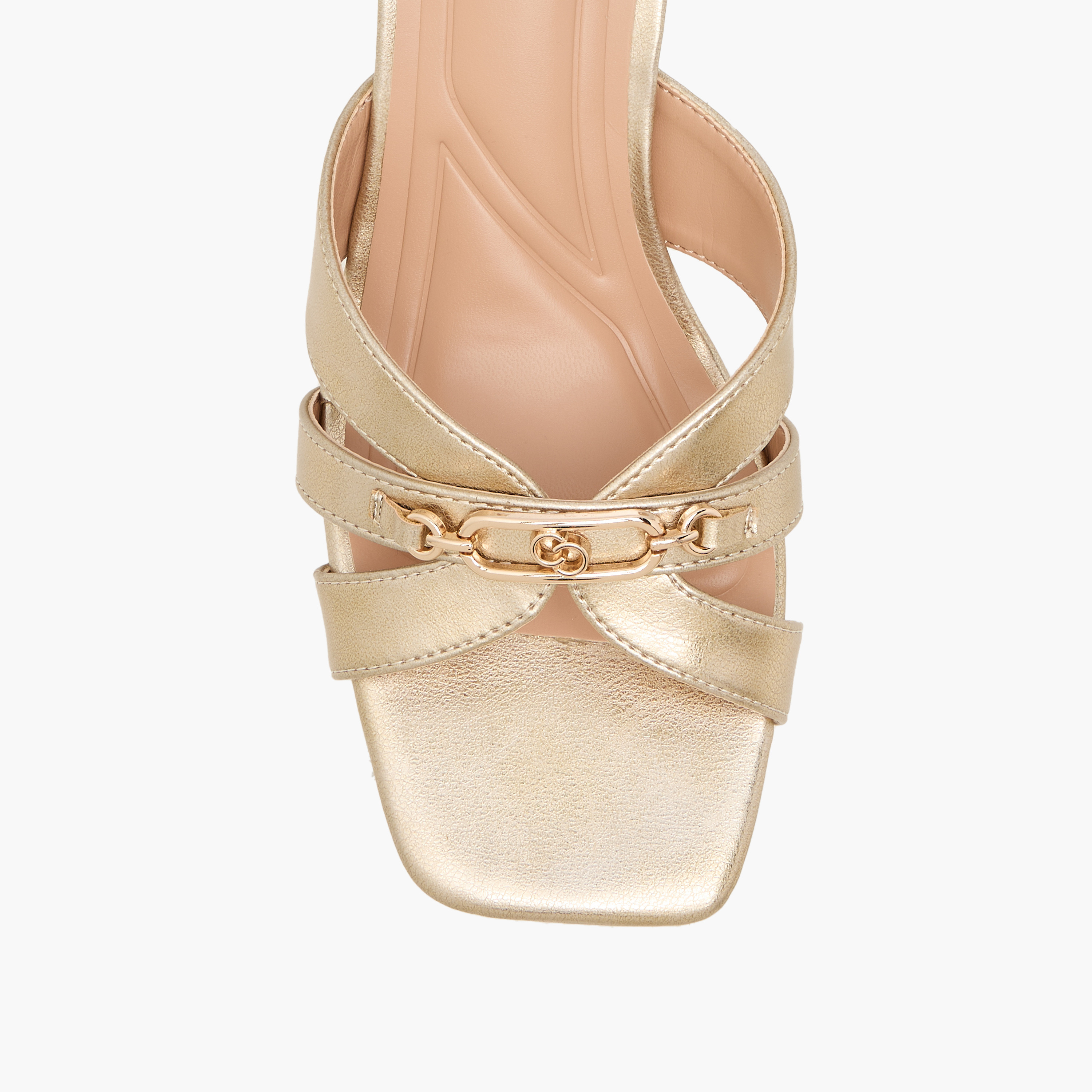 Celeste Women's Solid Slip-On Cross Strap Sandals with Metal Accent-women-shoes-sandals-heeled-image-4