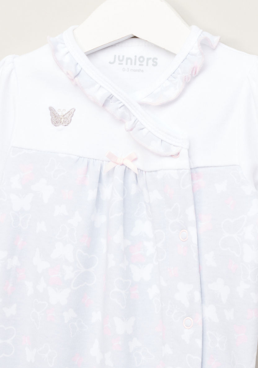 Juniors Printed Closed Feet Sleepsuit with Round Neck and Long Sleeves-Sleepsuits-image-1