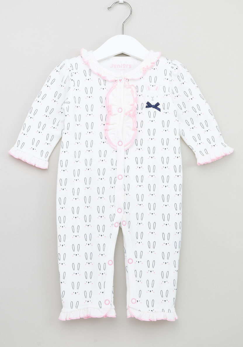 Juniors Printed Sleepsuit with Applique and Long Sleeves-Sleepsuits-image-0