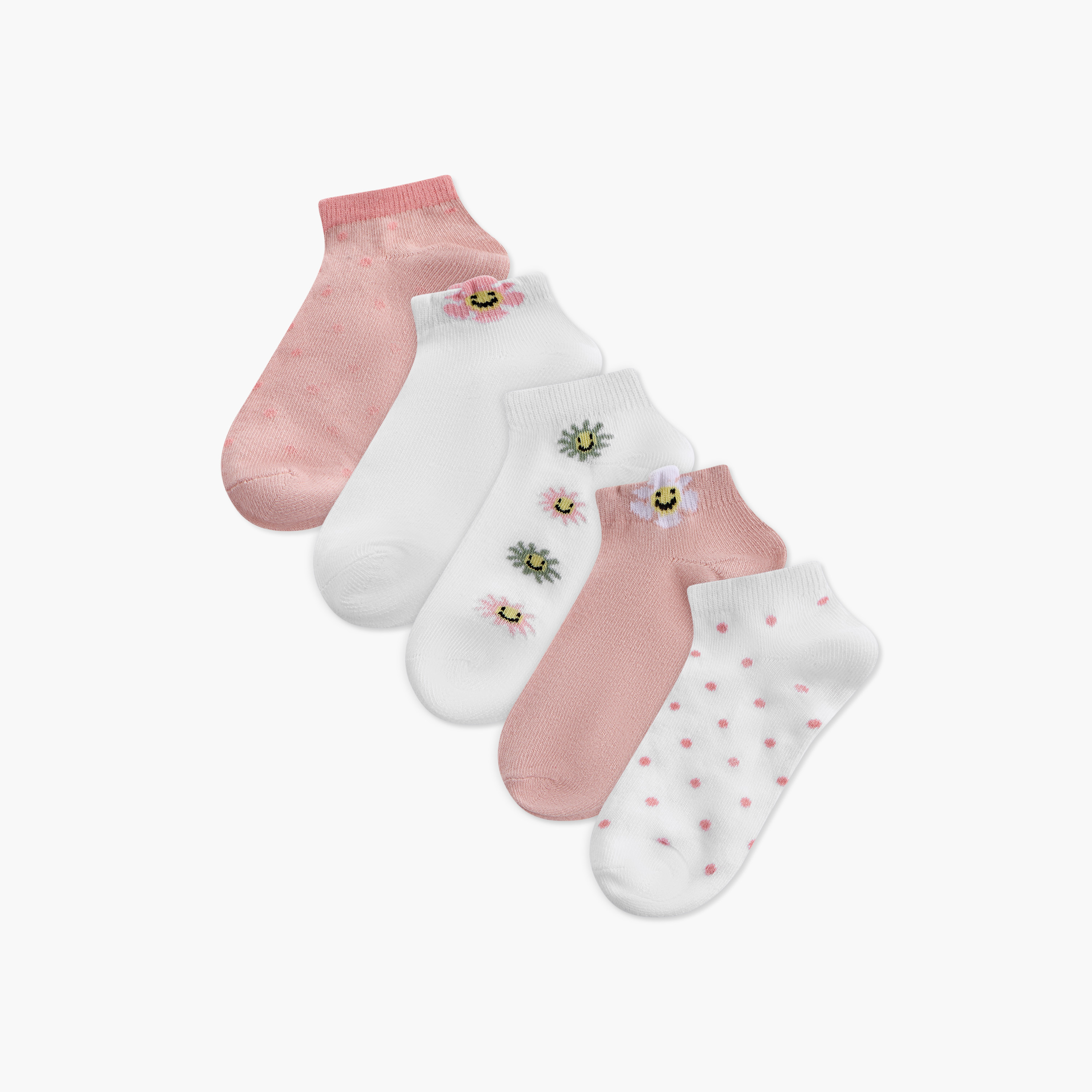 Flora Bella Printed Ankle Length Socks - Set of 5-girls-accessories-socks-image-1