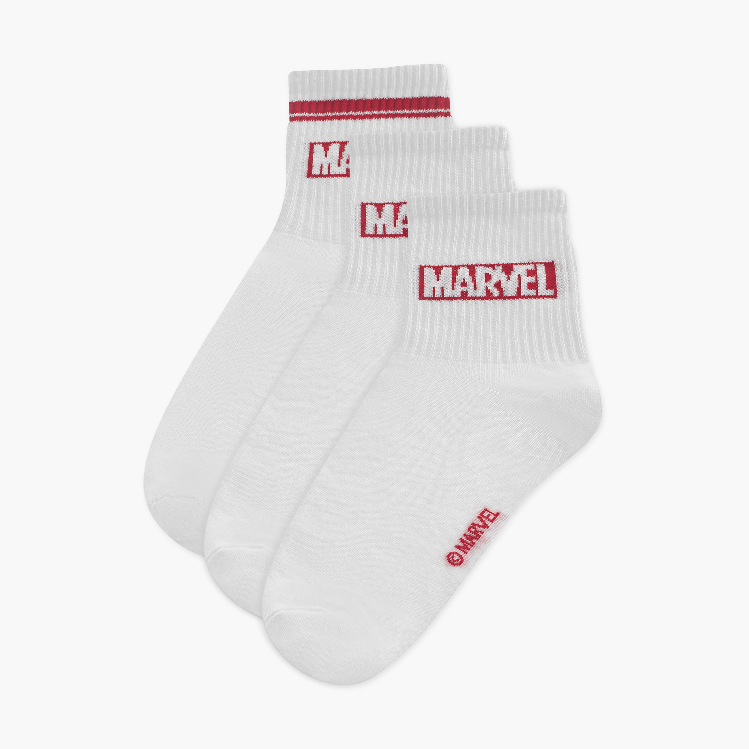 طقم جوارب رياضية 3 أزواج بطول ربلة الساق وطبعات مارفل-men-socks-image-1