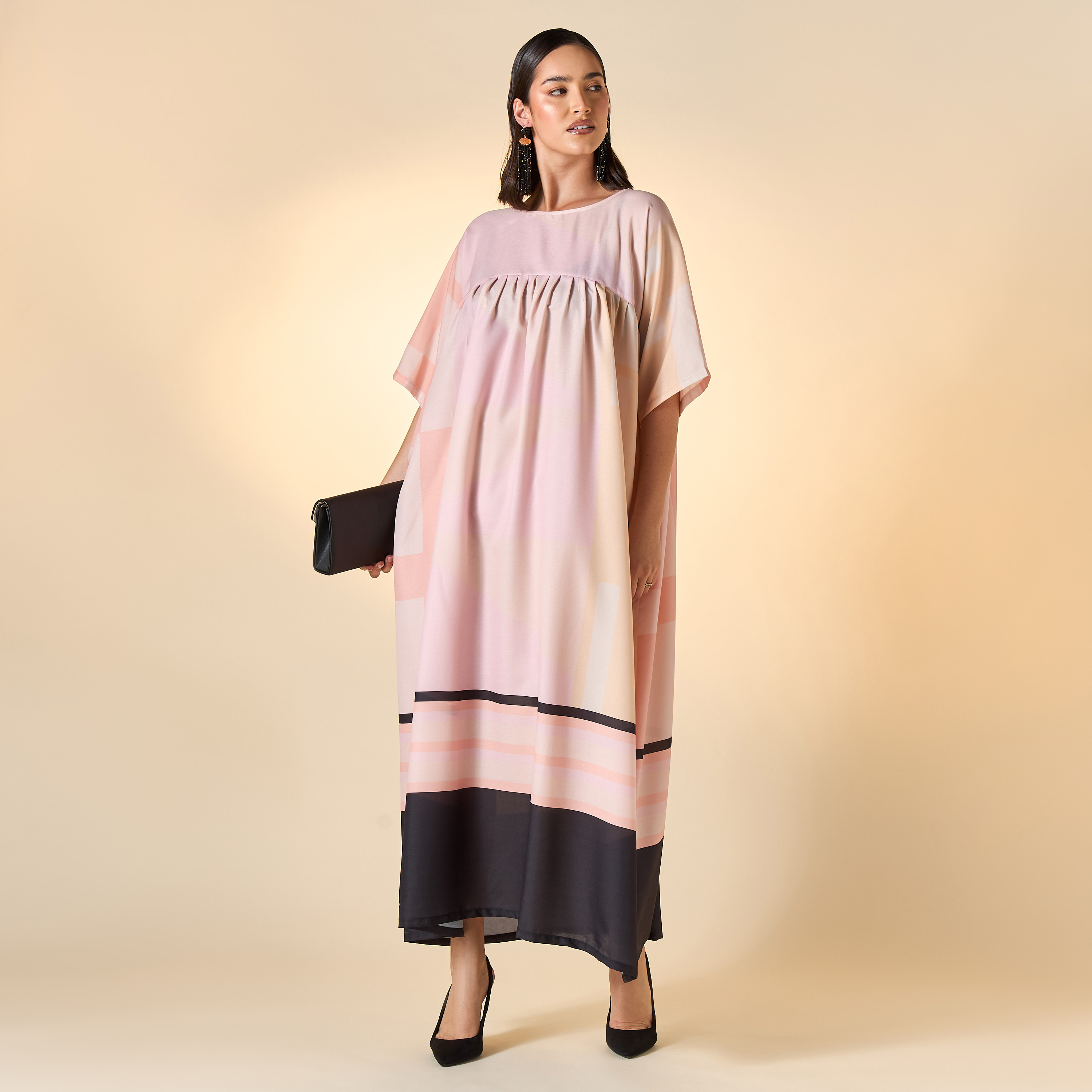 FYOR Printed Maxi Dress with Short Sleeves-women-clothing-dresses-image-1