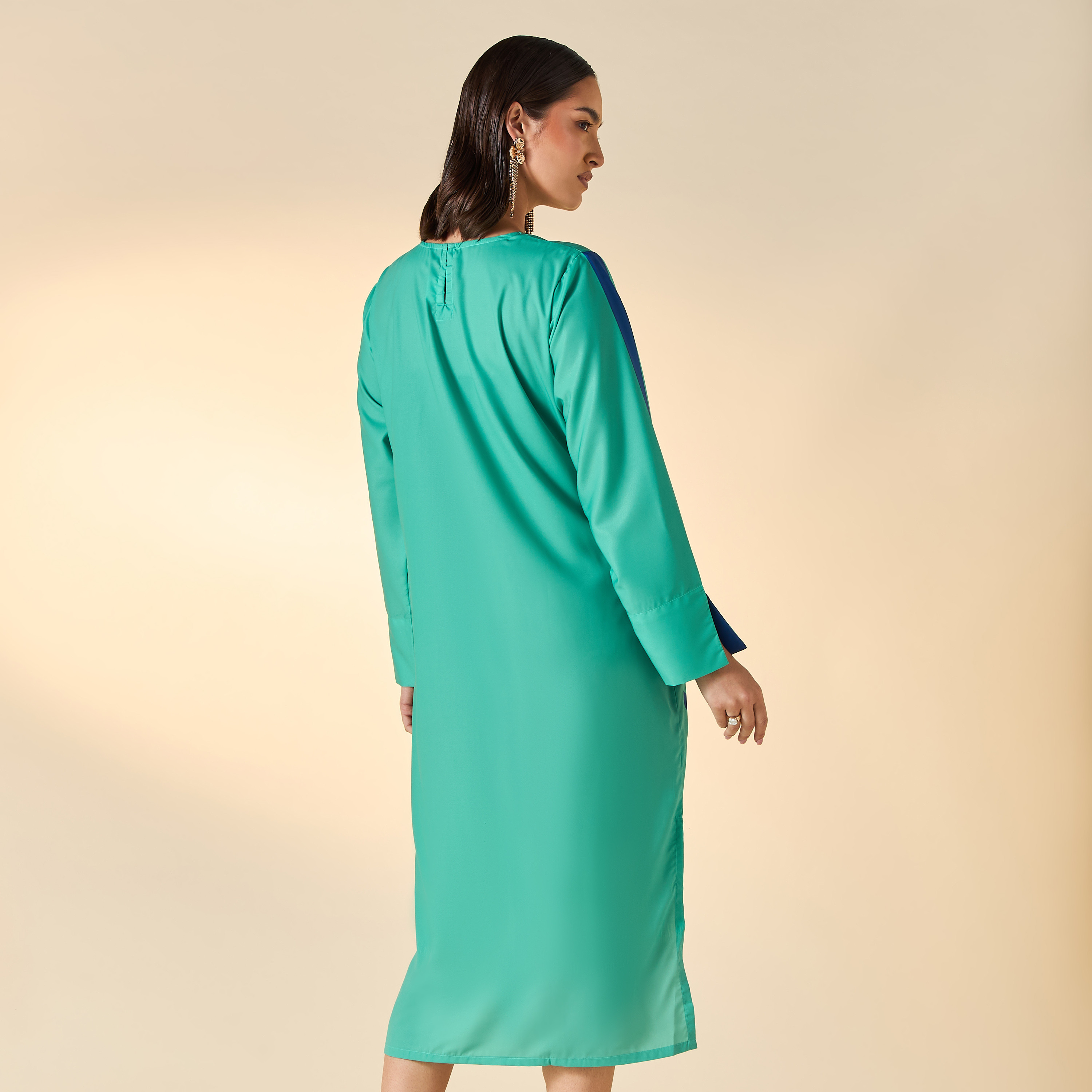 FYOR Floral Print Dress with Long Sleeves and Pockets-women-clothing-dresses-image-2