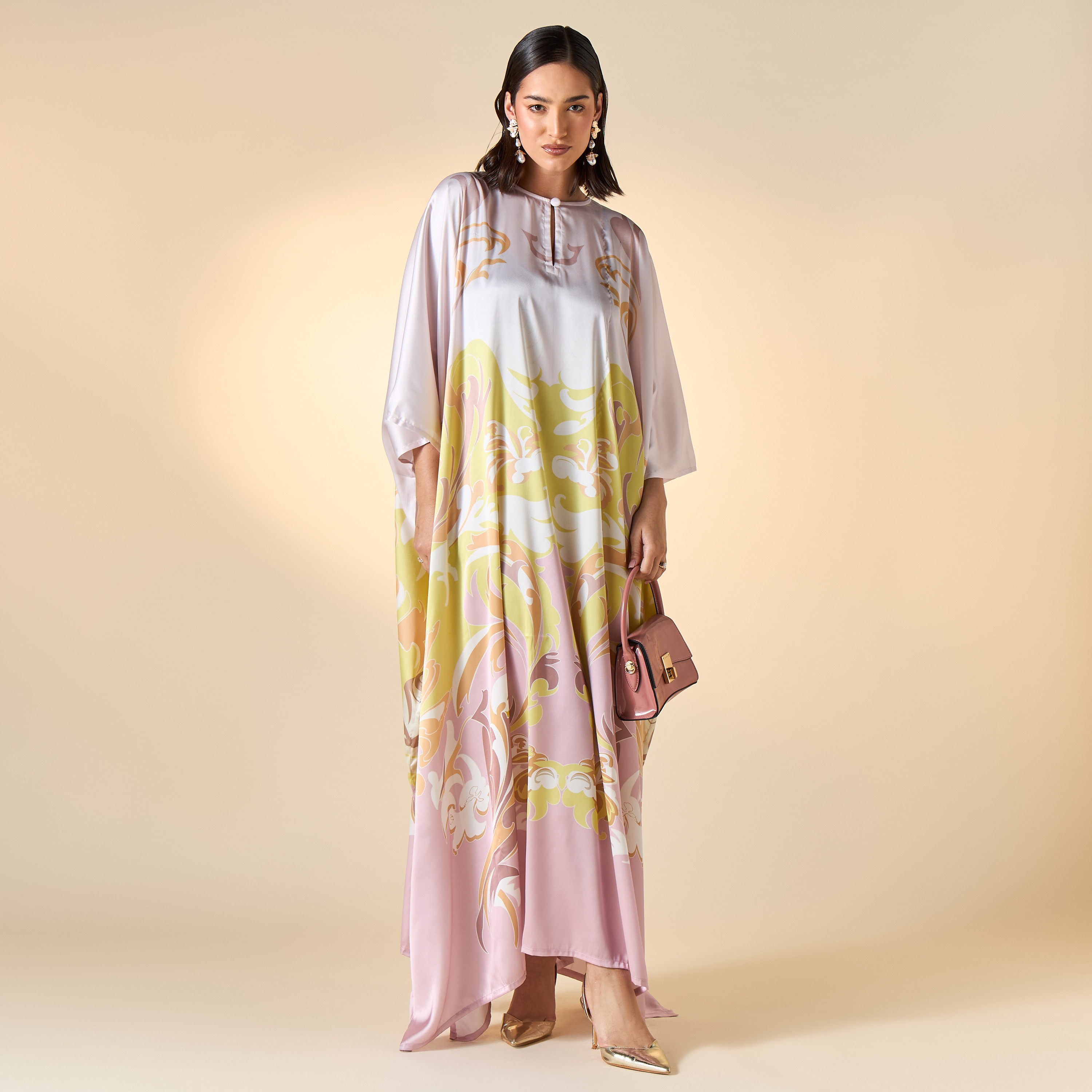 فستان قفطان بياقة بفتحة وطبعات من فيور-women-clothing-dresses-image-3