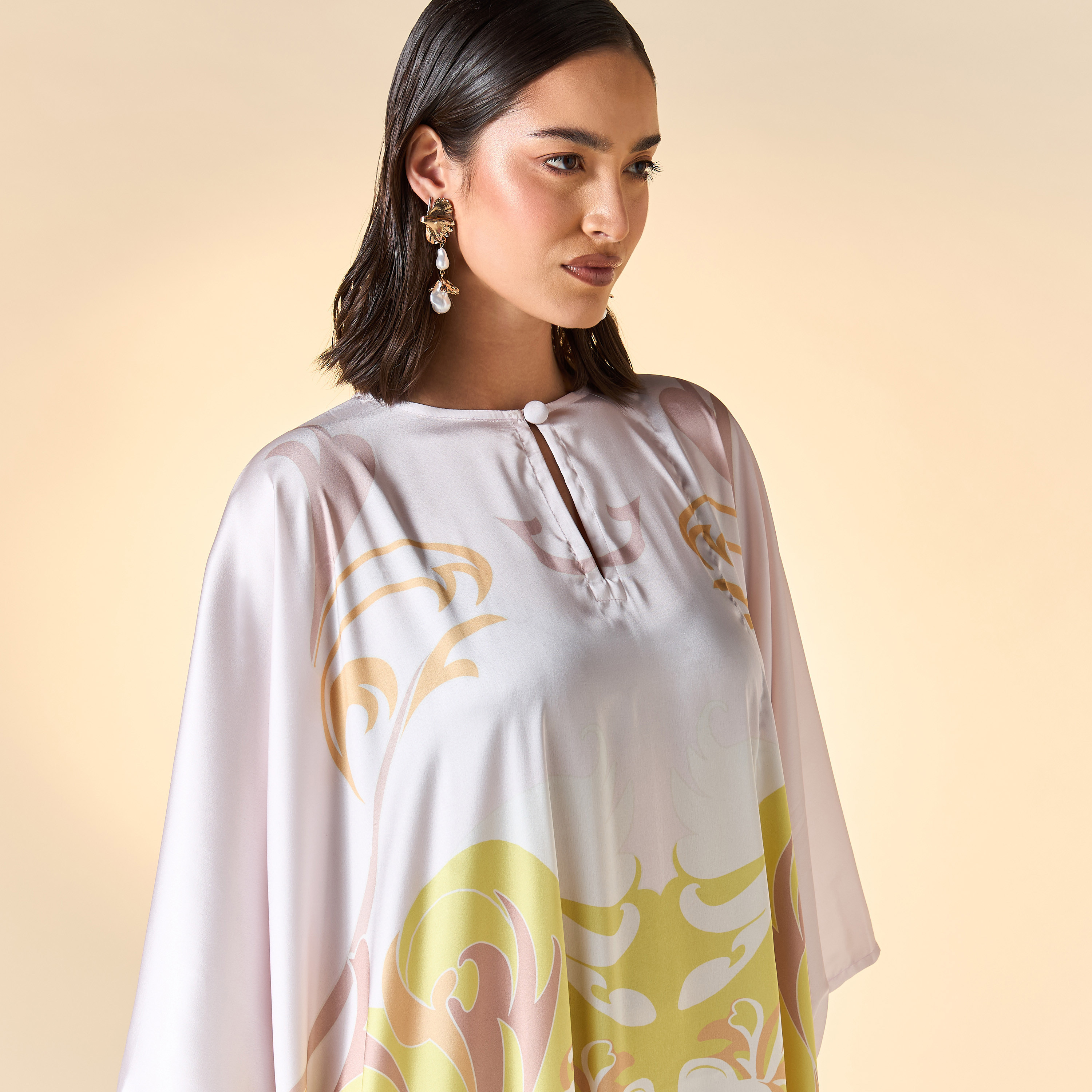 FYOR All-Over Print Kaftan Dress with Keyhole Neck-women-clothing-dresses-image-4