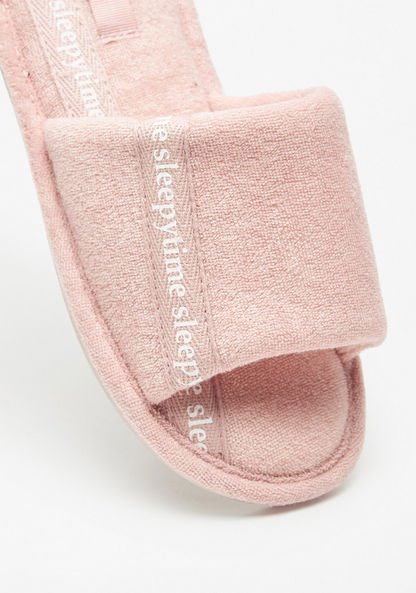 Cozy Tape Detail Slip-On Bedroom Slippers-Women%27s Bedroom Slippers-image-3