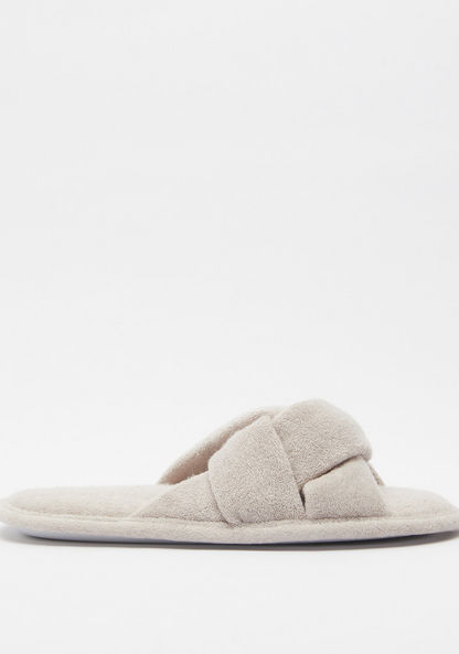 Plush Slip-On Bedroom Slippers with Towel Twist Detail