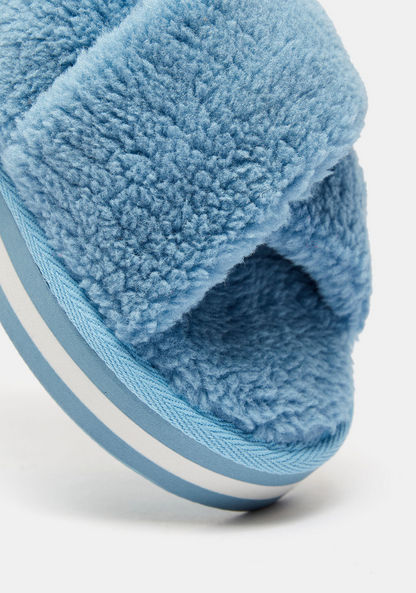Textured Cross Strap Slip-On Bedroom Slide Slippers-Women%27s Bedroom Slippers-image-4