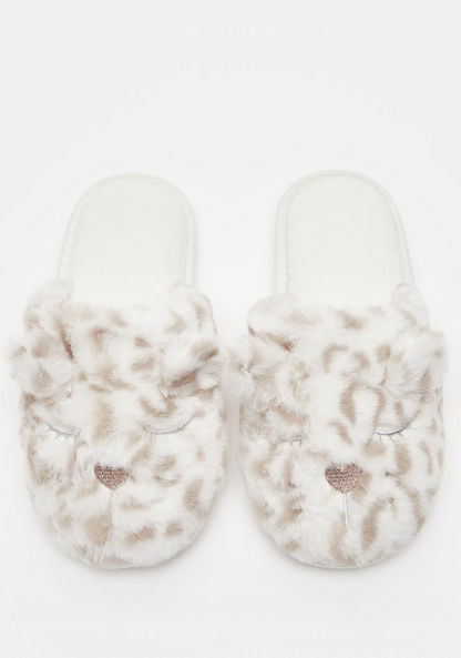 Shop Animal Print Plush Bedroom Slide Slippers with Ear Accents Online | Splash Kuwait Shop Animal Print Plush Bedroom Slide Slippers with Ear Accents Online | Splash Kuwait