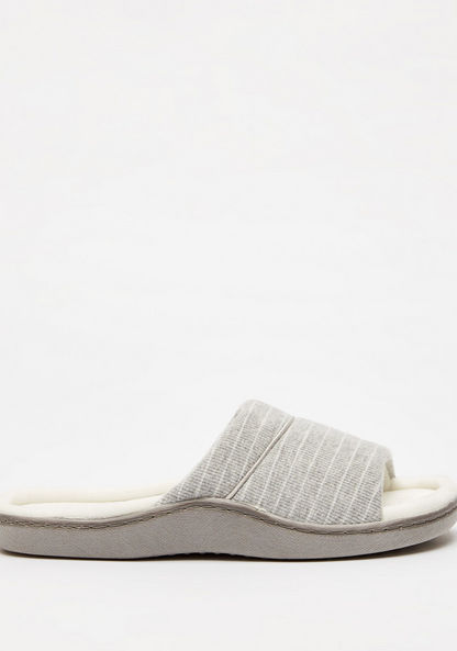 Striped Slip-On Bedroom Slide Slippers-Women%27s Bedroom Slippers-image-3