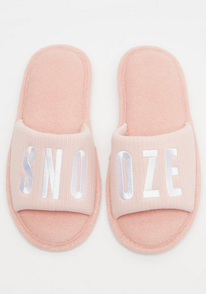 Embroidered Open Toe Slip-On Bedroom Slippers