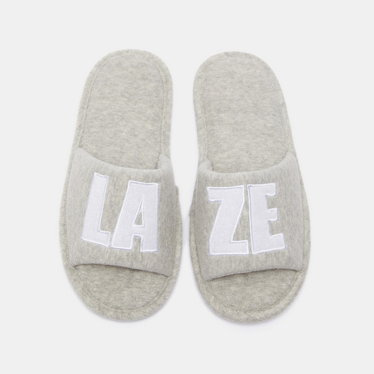 Embroidered Open Toe Slip-On Bedroom Slippers