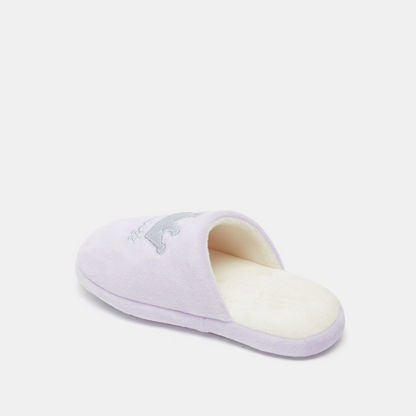 Embroidered Slip-On Bedroom Slippers