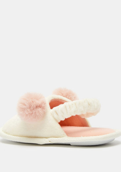 Embroidered Bedroom Slippers with Pom-Pom Detail-Girl%27s Bedroom Slippers-image-2
