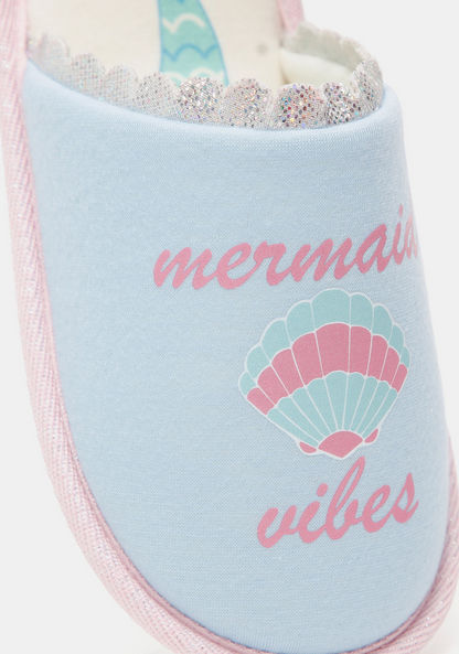 Mermaid Print Slip-On Bedroom Slippers-Girl%27s Bedroom Slippers-image-4