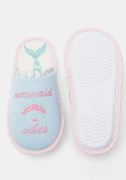 Mermaid Print Slip-On Bedroom Slippers-Girl%27s Bedroom Slippers-image-5