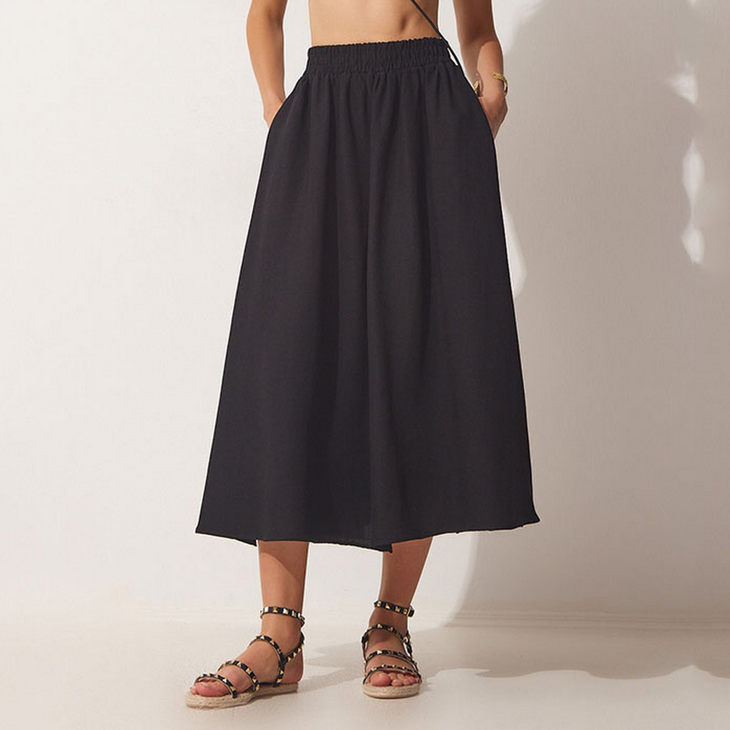 تنورة ماكسي واسعة من الكتان الأخضر من إسطنبول السعادة-women-clothing-bottoms-skirts-image-4