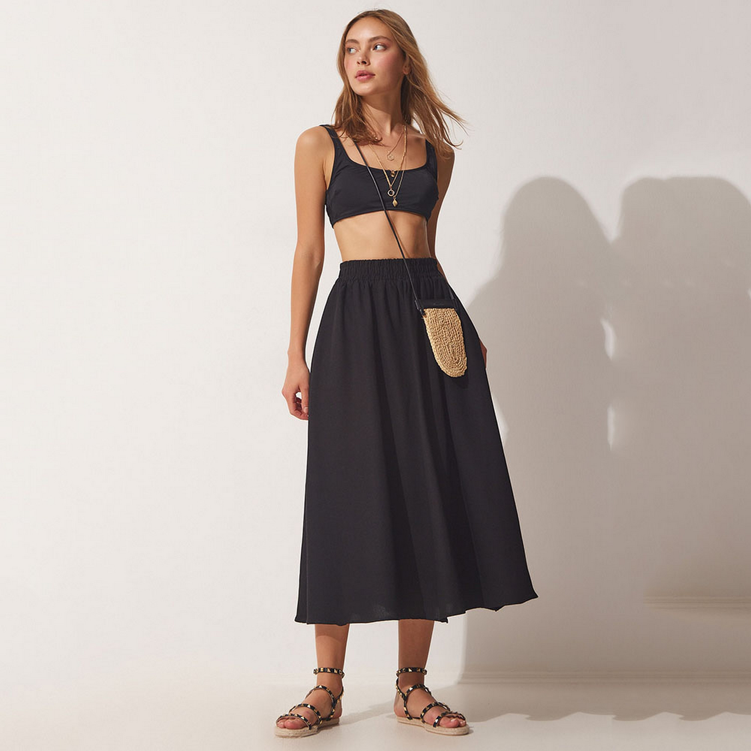 تنورة ماكسي واسعة من الكتان الأخضر من إسطنبول السعادة-women-clothing-bottoms-skirts-image-5