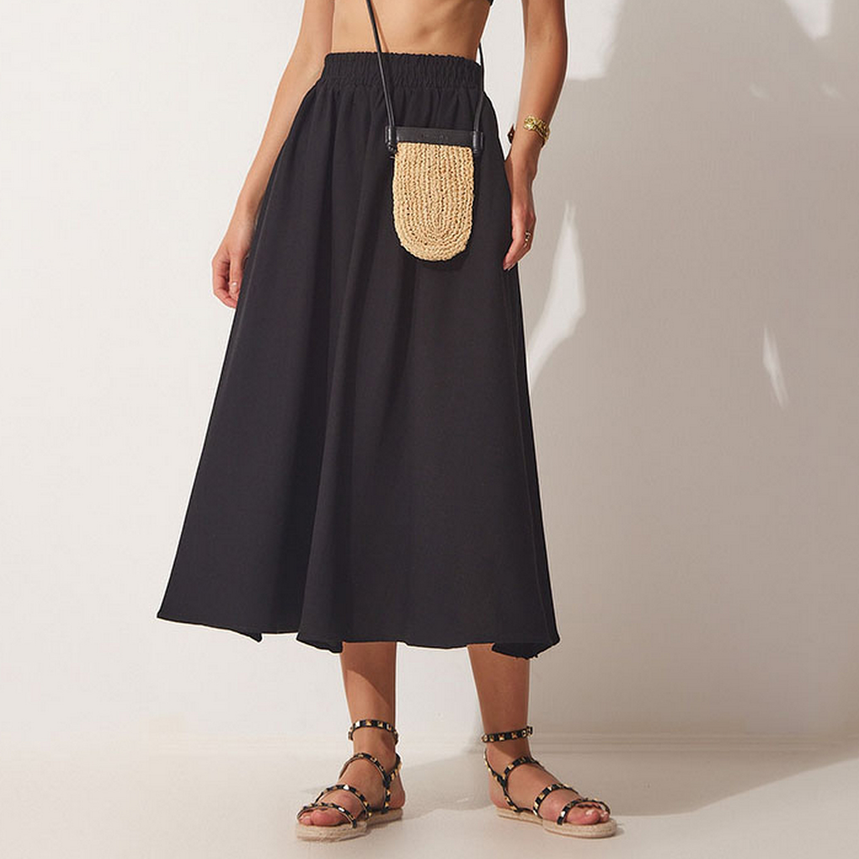 تنورة ماكسي واسعة من الكتان الأخضر من إسطنبول السعادة-women-clothing-bottoms-skirts-image-7