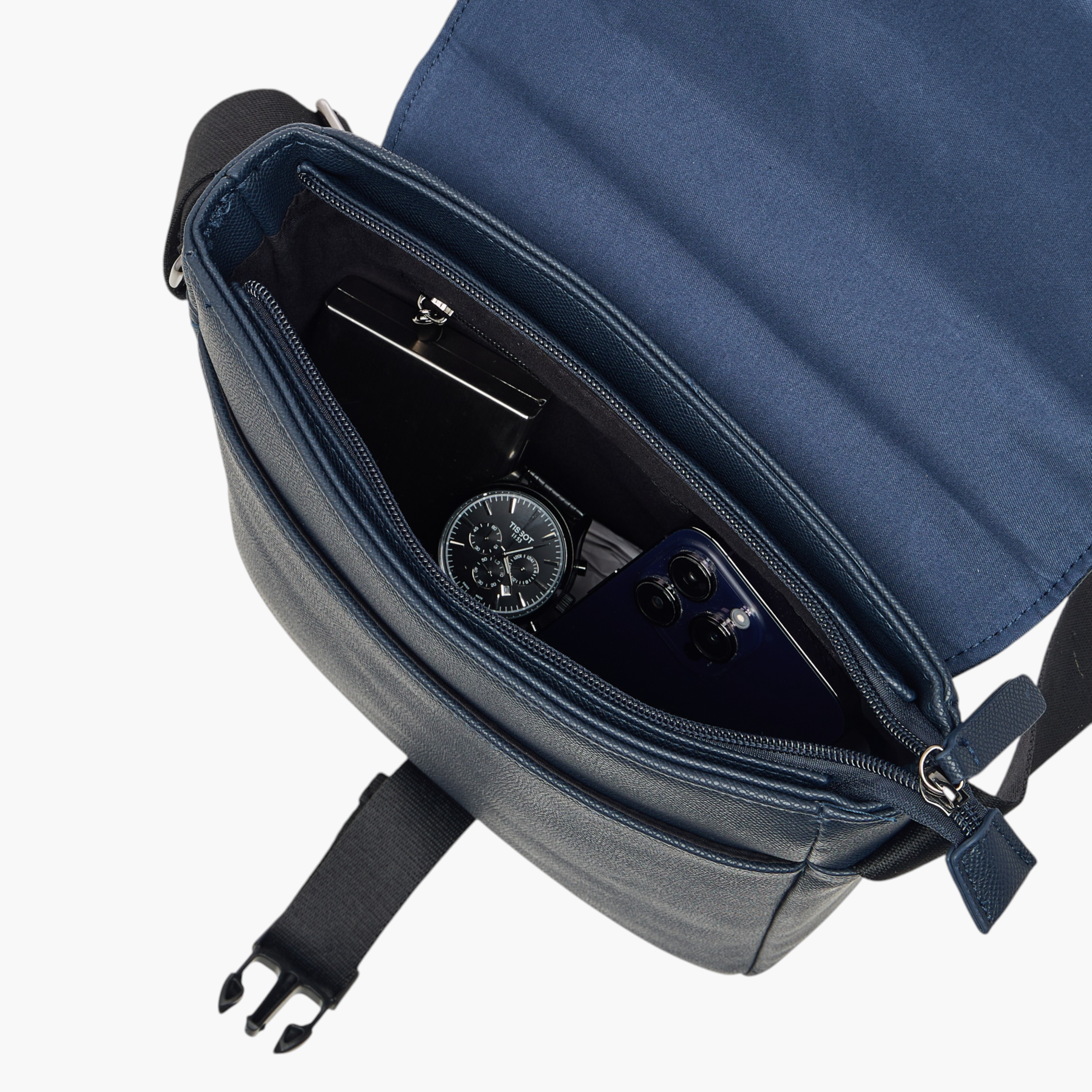 LBL by Shoexpress Textured Crossbody Bag with Adjustable Strap-men-bags-image-8