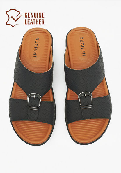 Duchini Men's Textured Slip-On Arabic Sandals with Buckle Detail-Men%27s Sandals-image-0