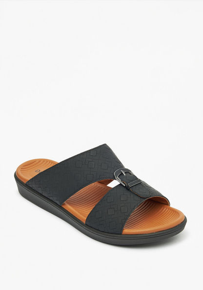 Duchini Men's Textured Slip-On Arabic Sandals with Buckle Detail-Men%27s Sandals-image-1