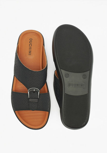 Duchini Men's Textured Slip-On Arabic Sandals with Buckle Detail-Men%27s Sandals-image-4